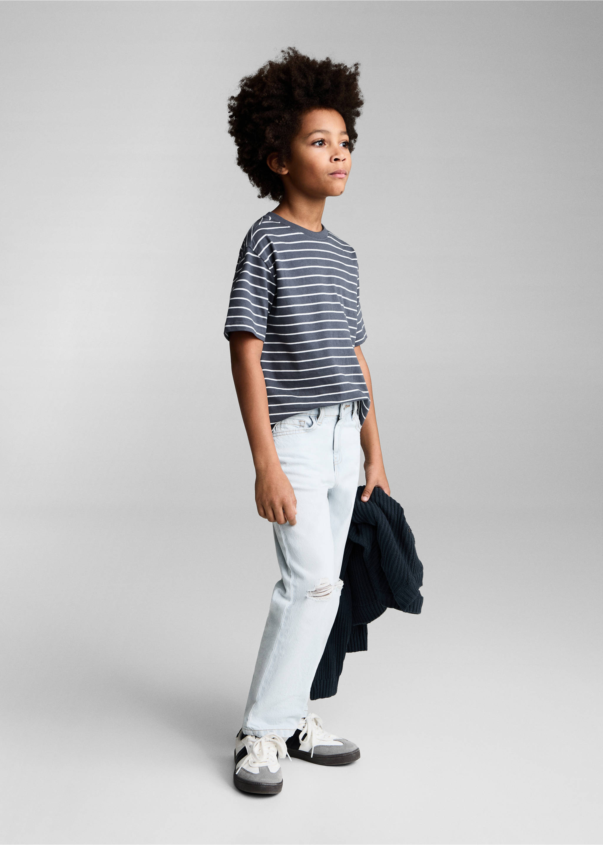 Striped cotton T-shirt - General plane, Dark Grey. Ref: 87043277-00.