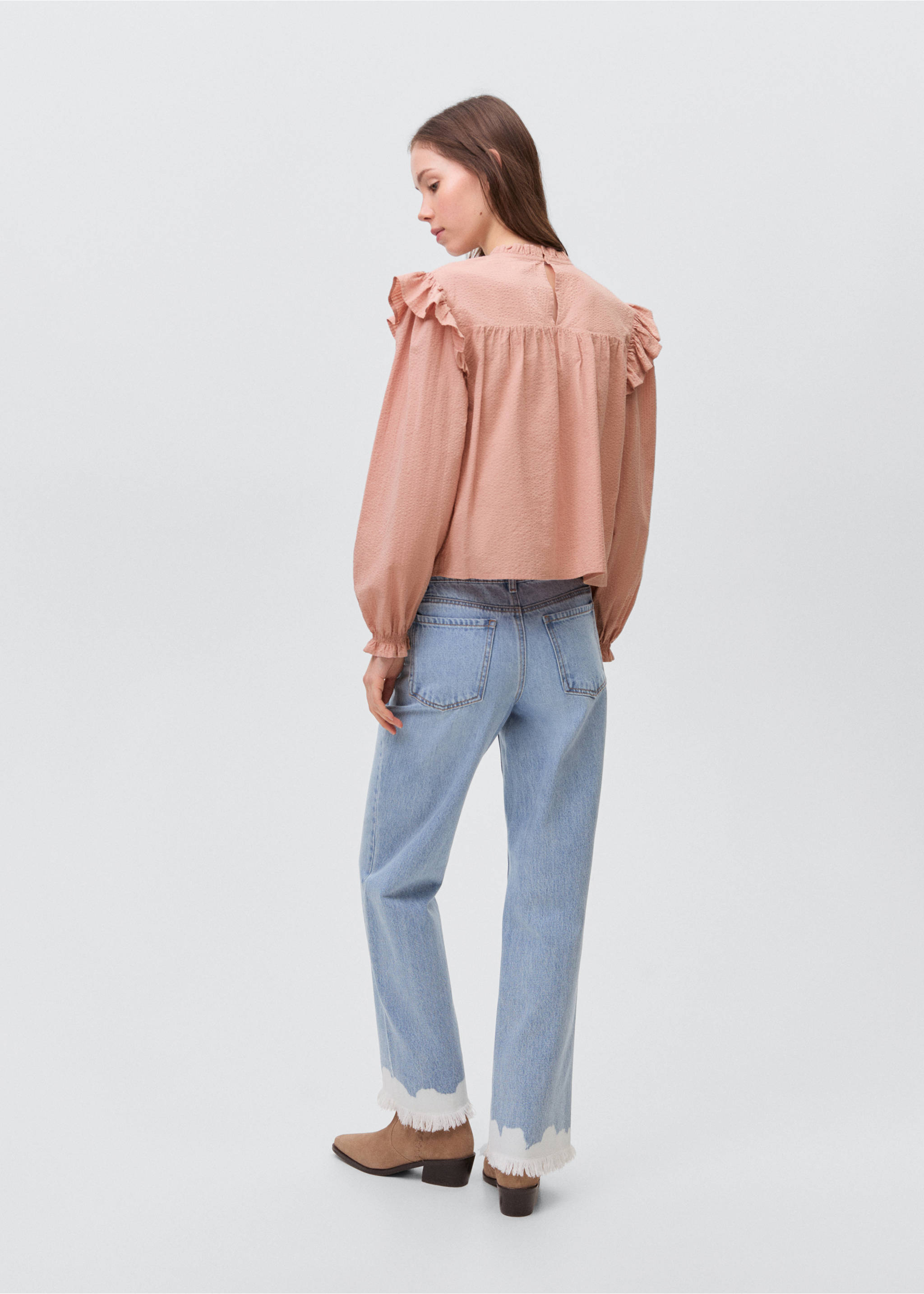 Blouse texturée coton - Verso de l’article, Rose pastel. Ref: 87043279-00.