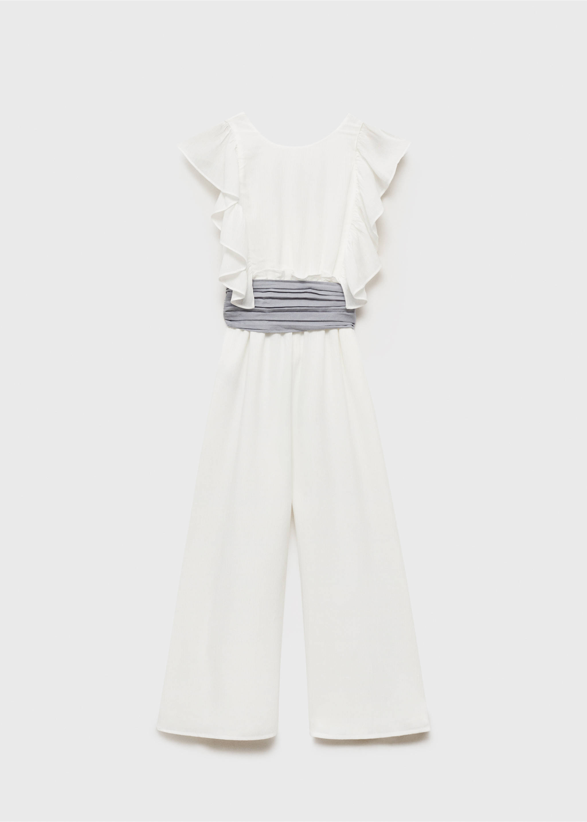 Frilled long jumpsuit - Article without model, White. Ref: 87043635-00.