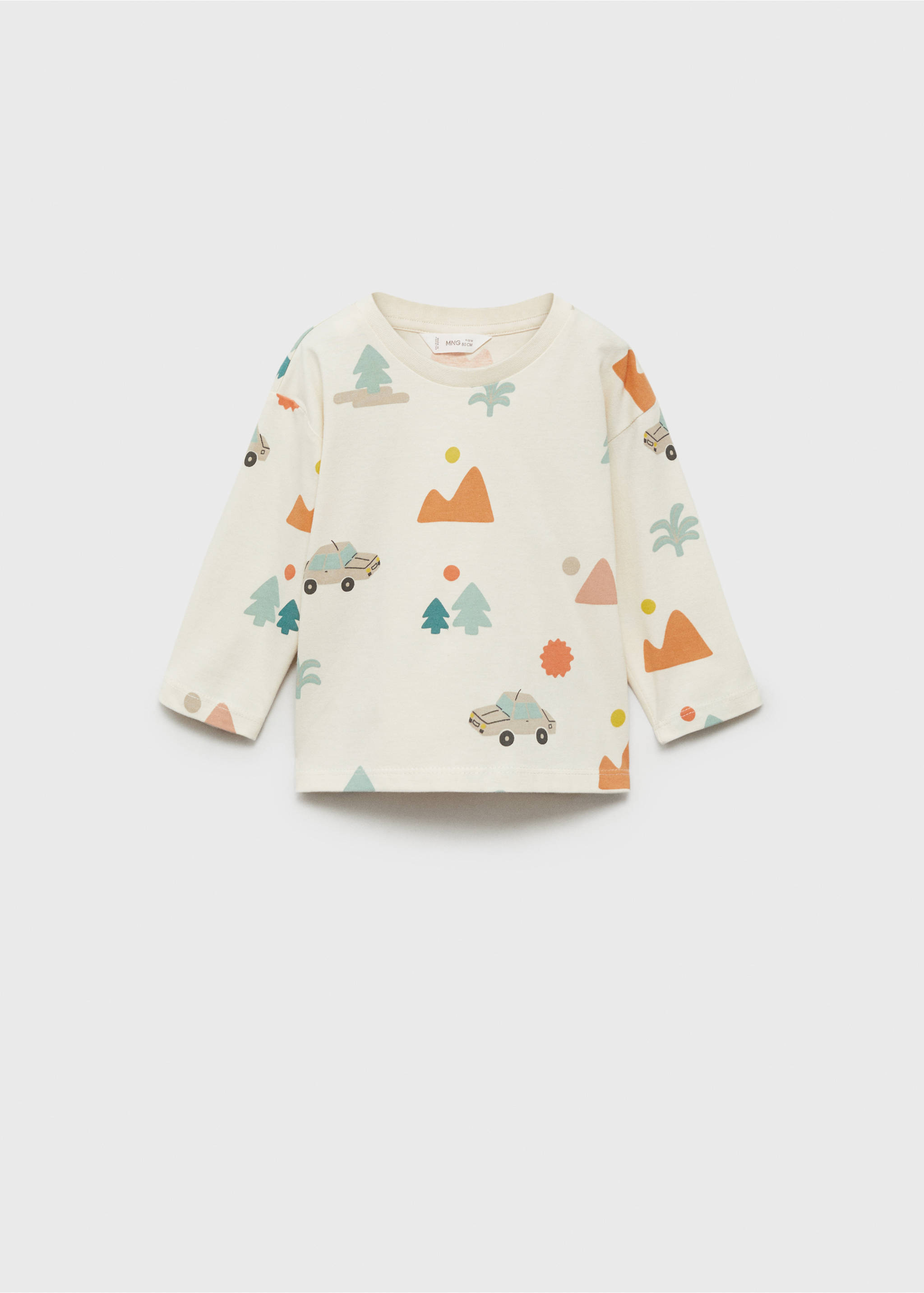 Printed long sleeve t-shirt - Article without model, Ecru. Ref: 87043643-00.