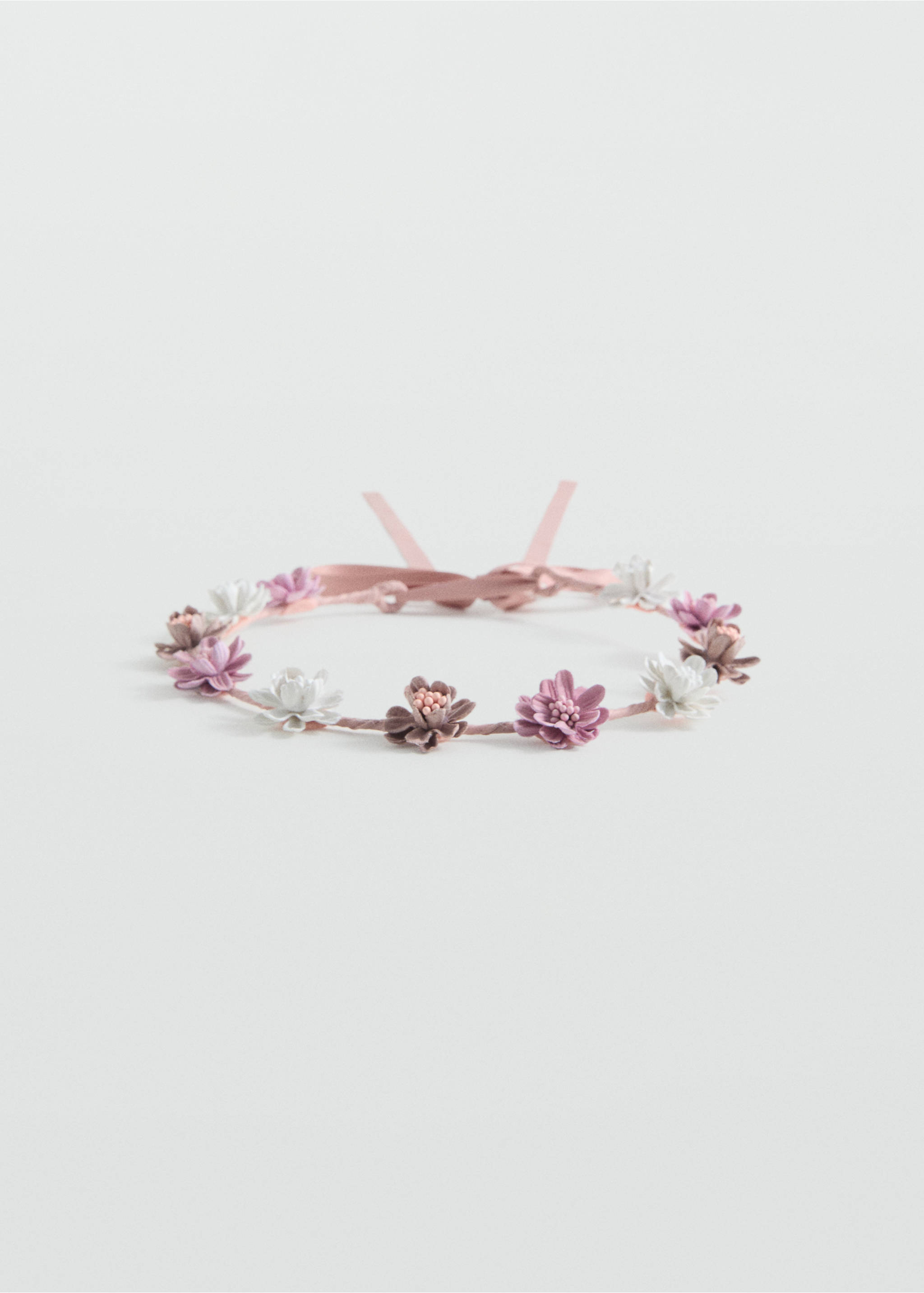 Haarband met bloemen en striksluiting - Artikel zonder model, Bleekroze. Ref: 87043649-00.