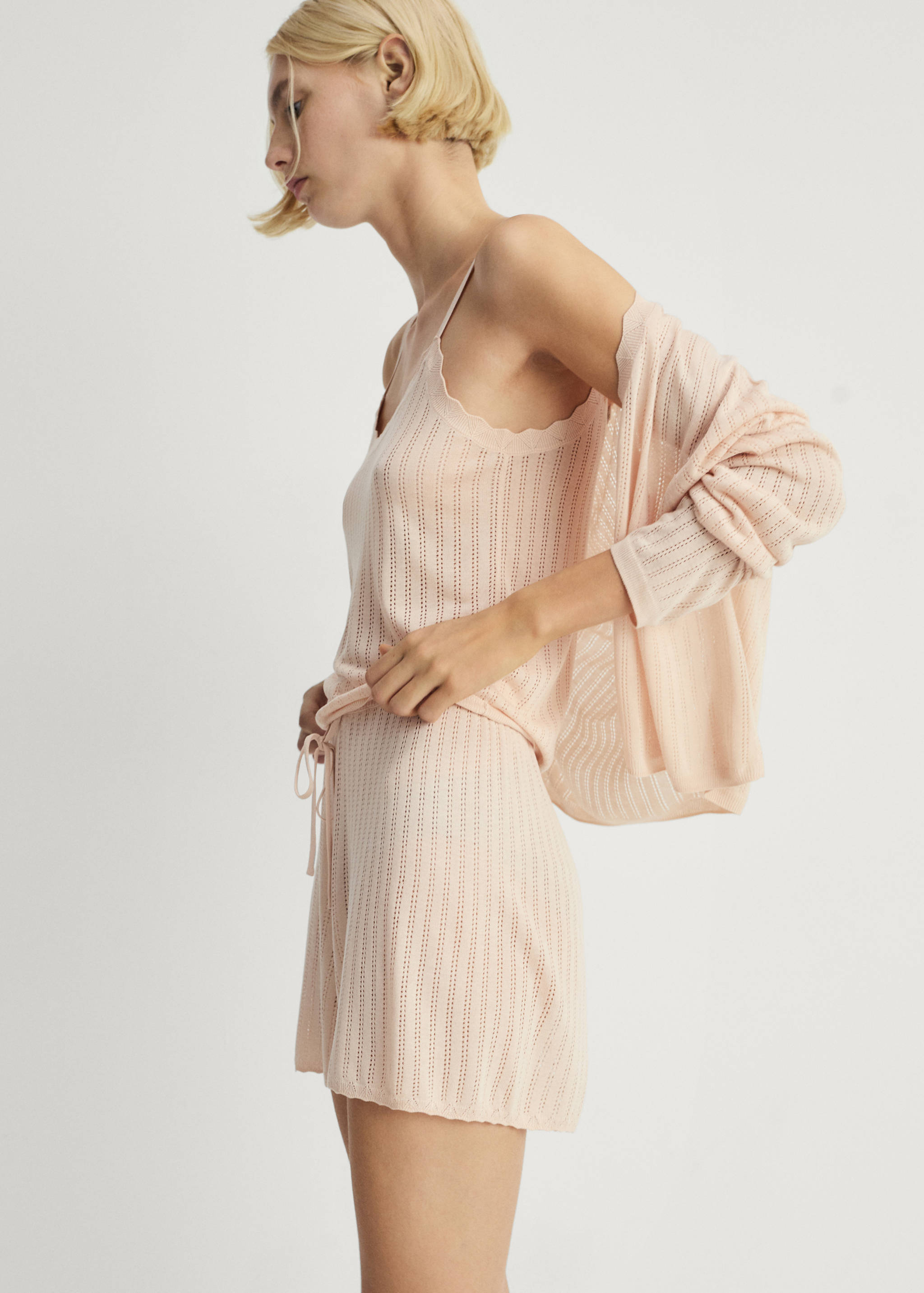 Pyjama shorts with pointelle detail - Details of the article 1