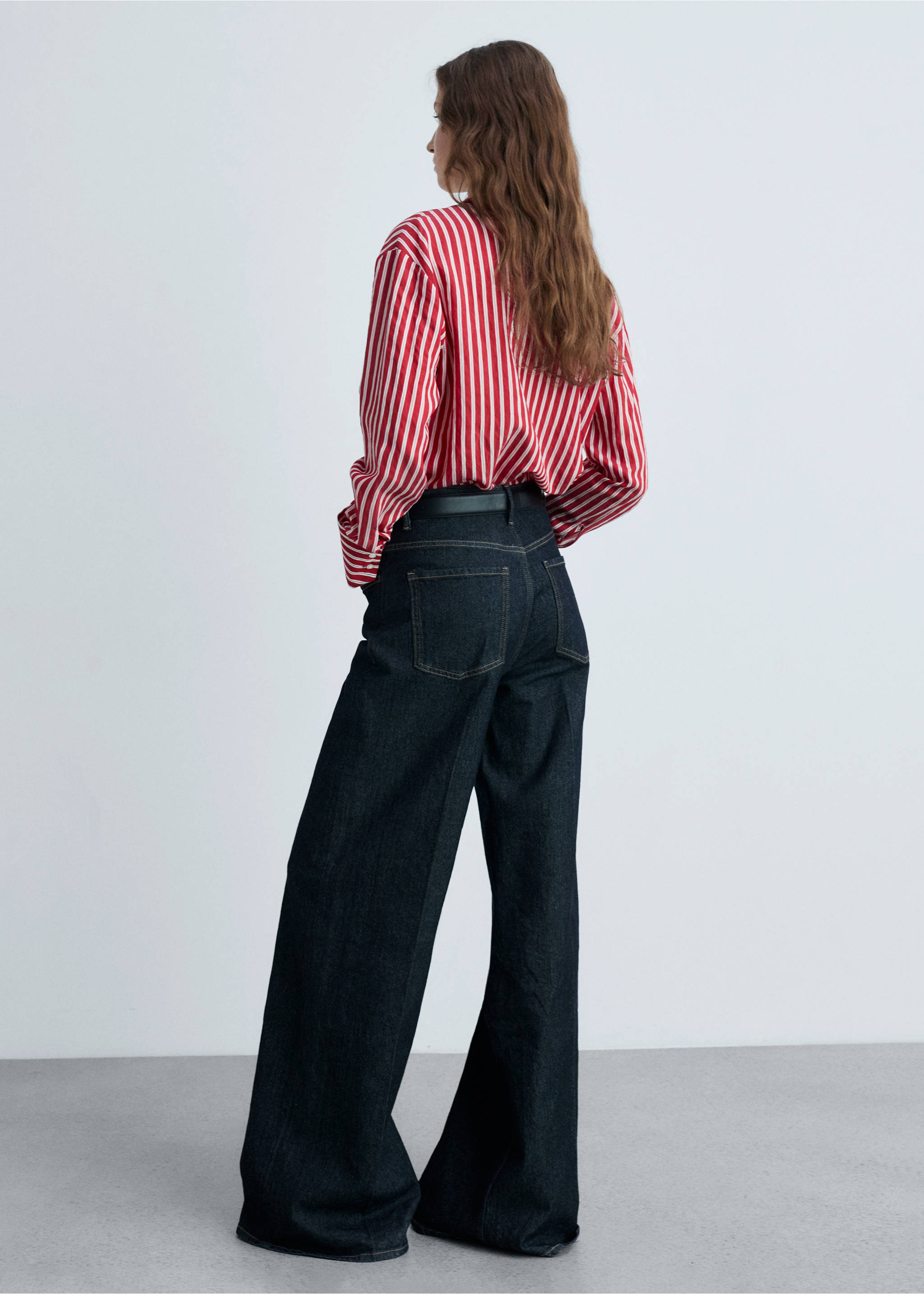 Striped straight shirt - Reverse of the article, Red. Ref: 87044069-00.