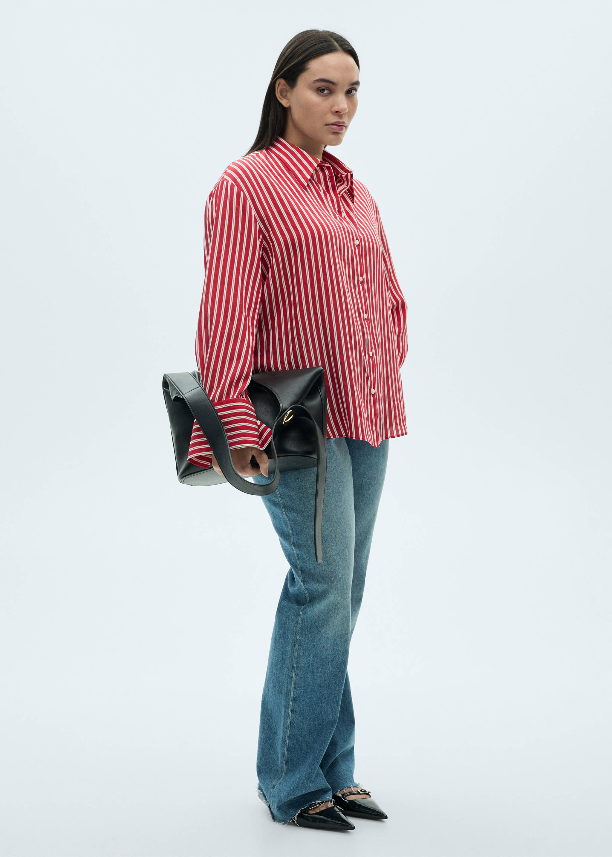 Striped straight shirt - Details of the article 6, Red. Ref: 87044069-00.