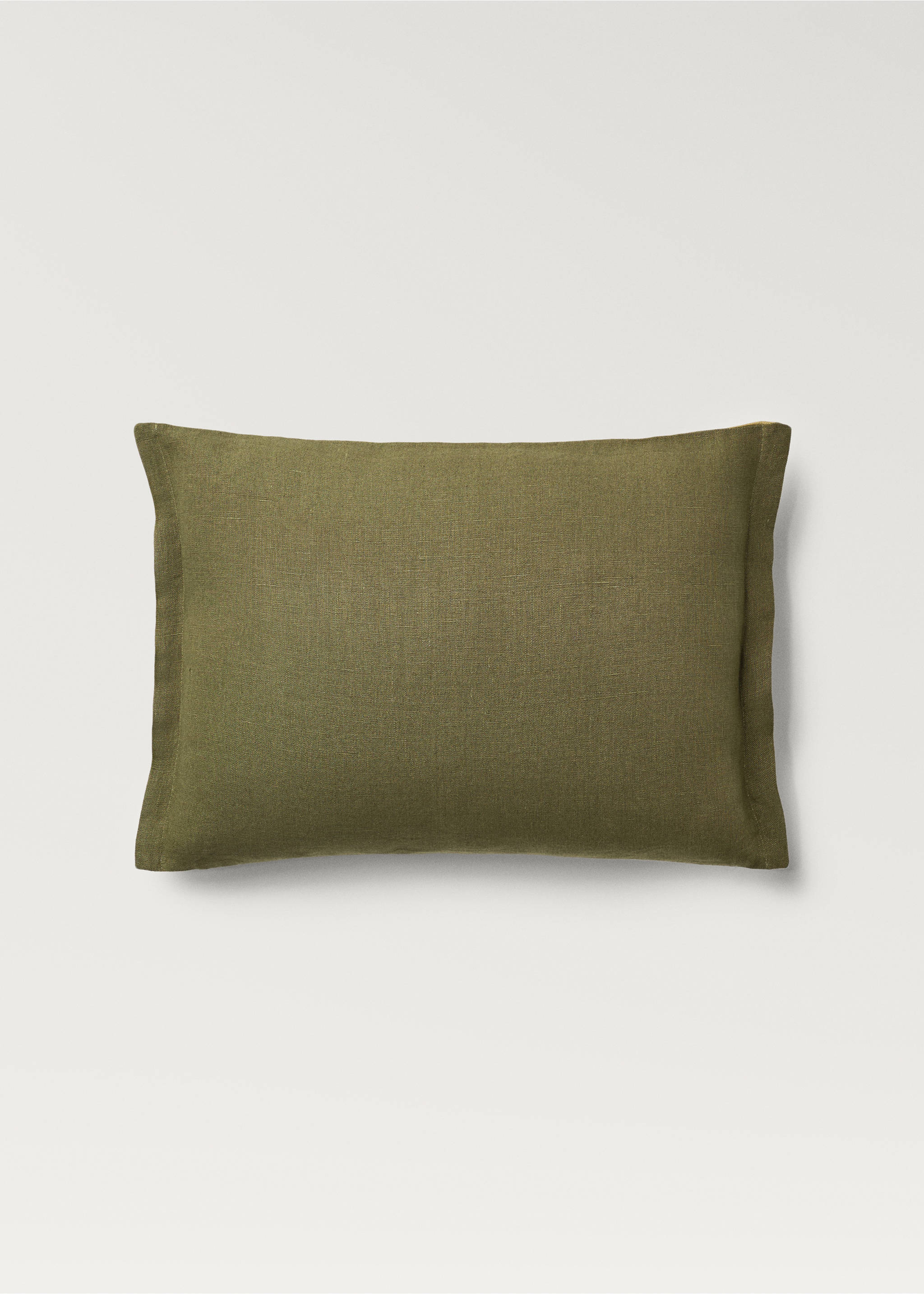 Two-tone linen cushion cover 40x60cm - Article without model, Lime. Ref: 87044073-00.