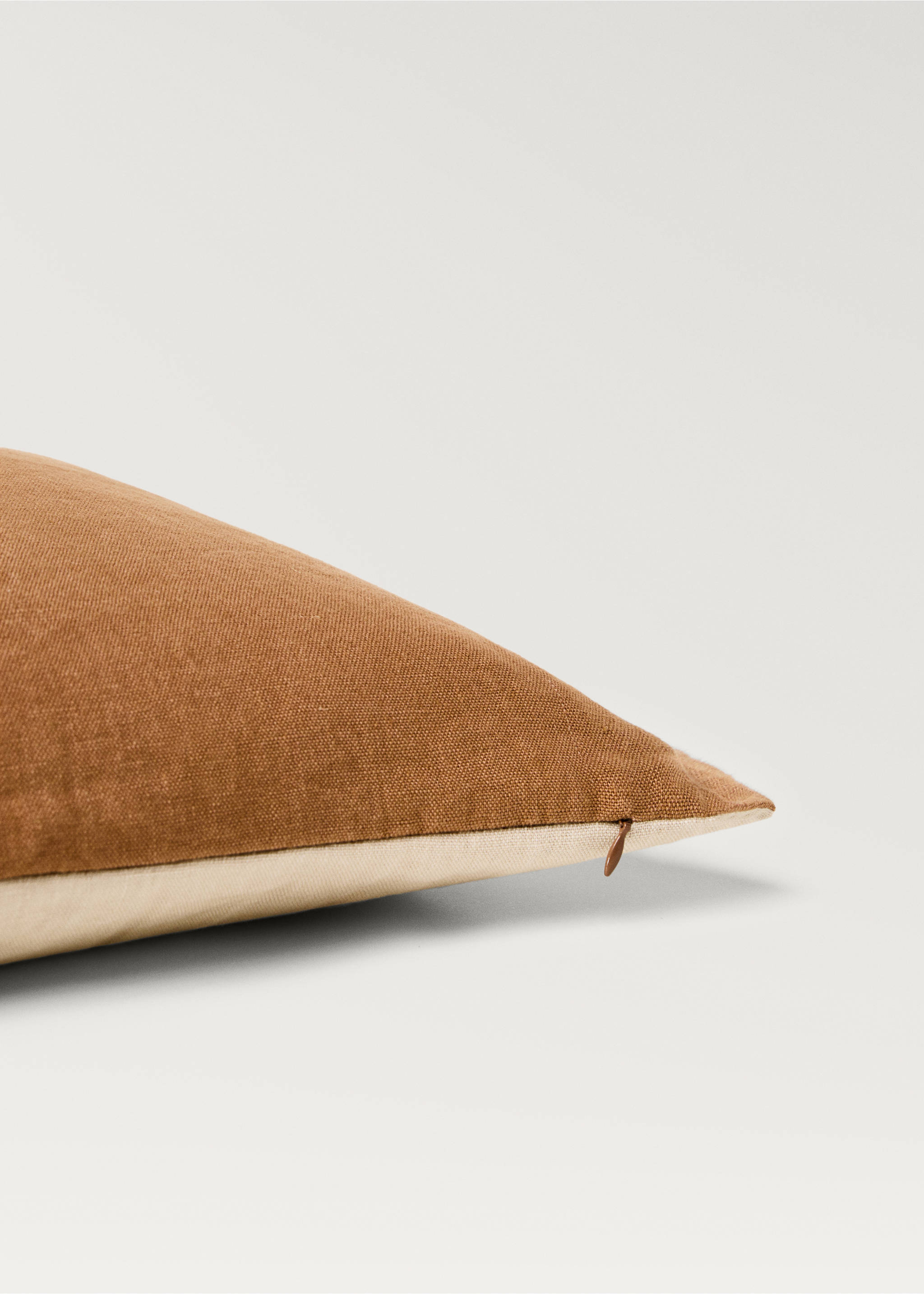 Housse de coussin bicolore en lin 40x60 cm - Détail de l'article 2, Orange. Ref: 87044073-00.