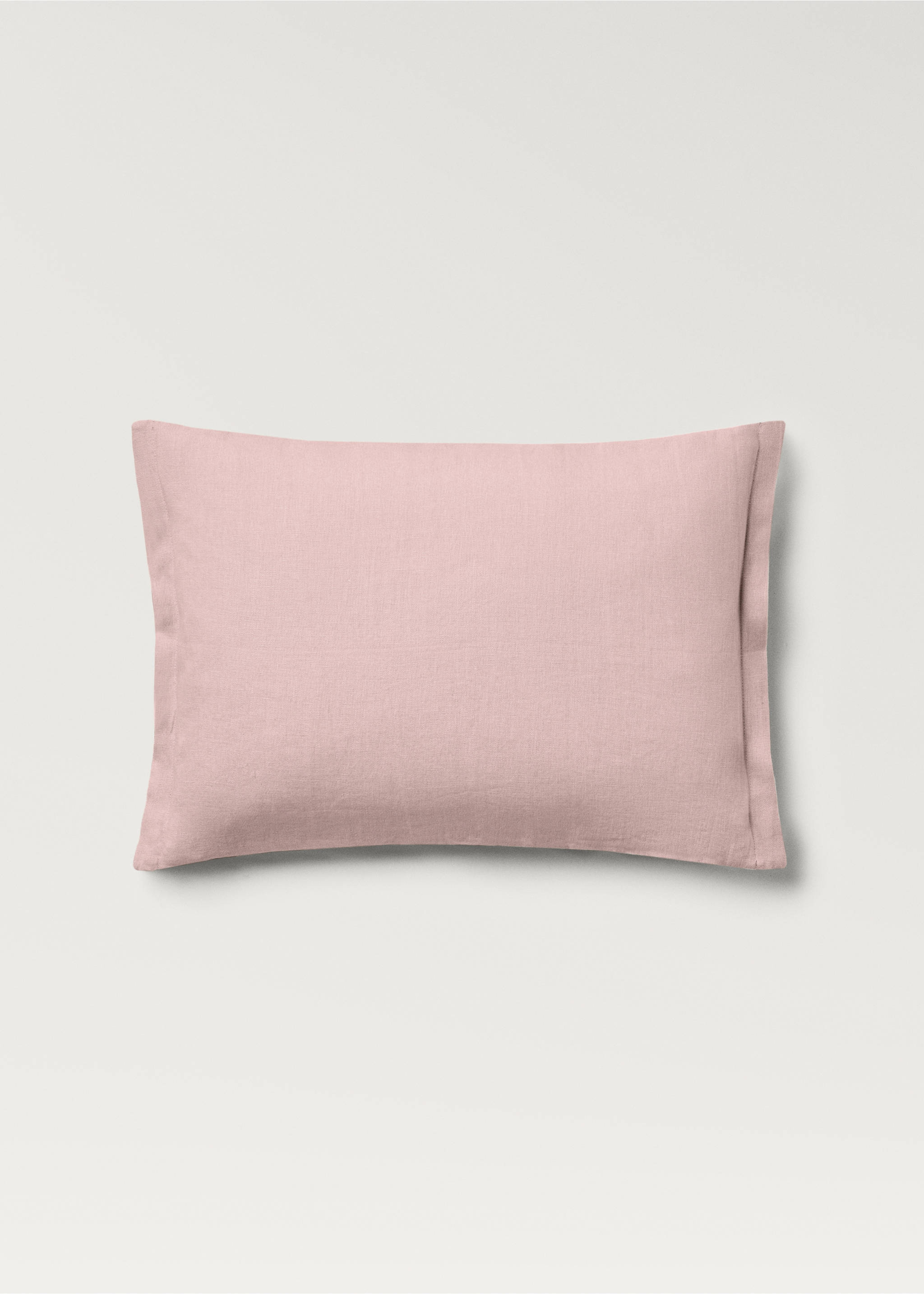 Two-tone linen cushion cover 40x60cm - Details of the article 1, Plum. Ref: 87044073-00.