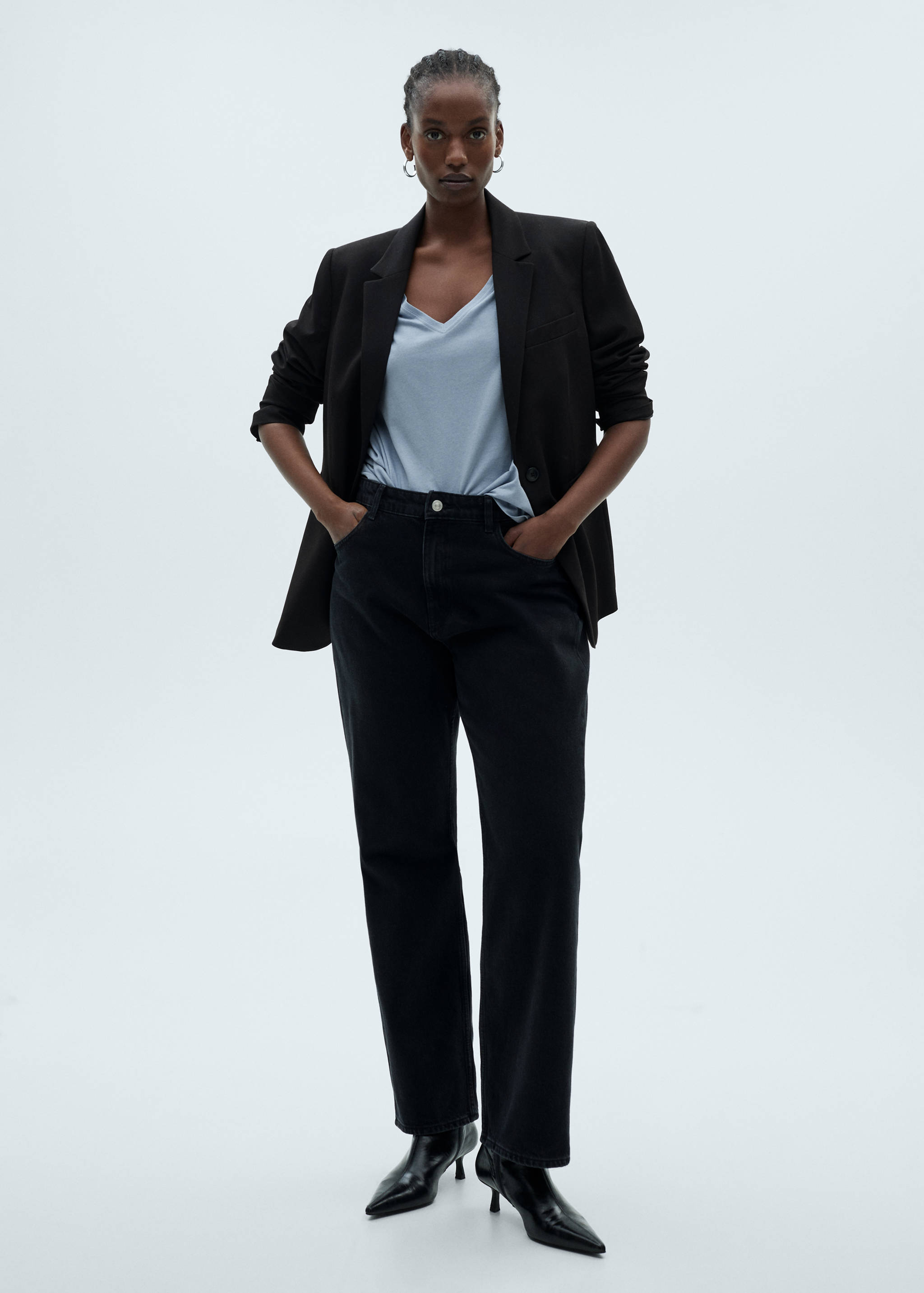 Baumwoll-T-Shirt, V-Ausschnitt - Detail des Artikels 3