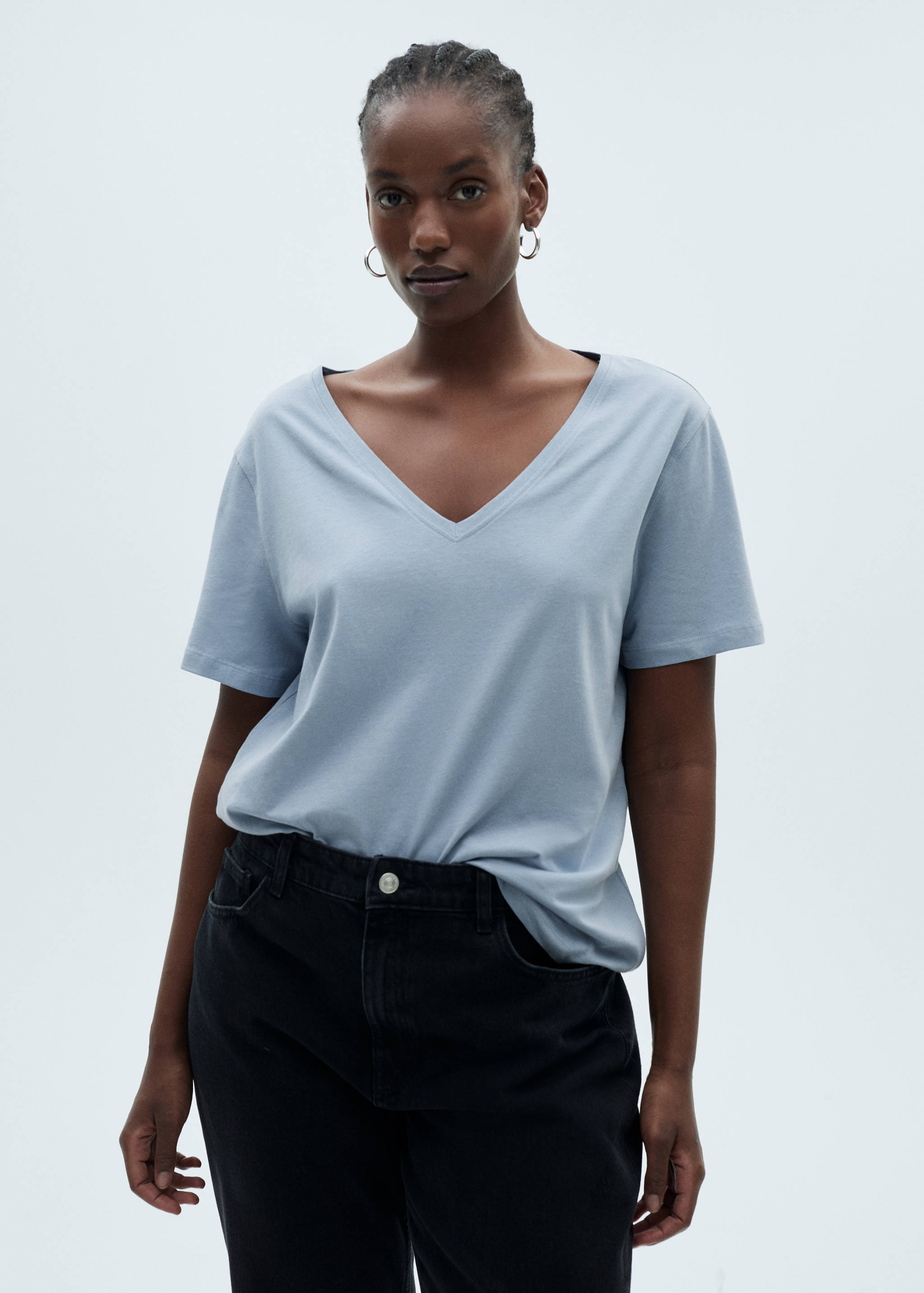 Baumwoll-T-Shirt, V-Ausschnitt - Detail des Artikels 5