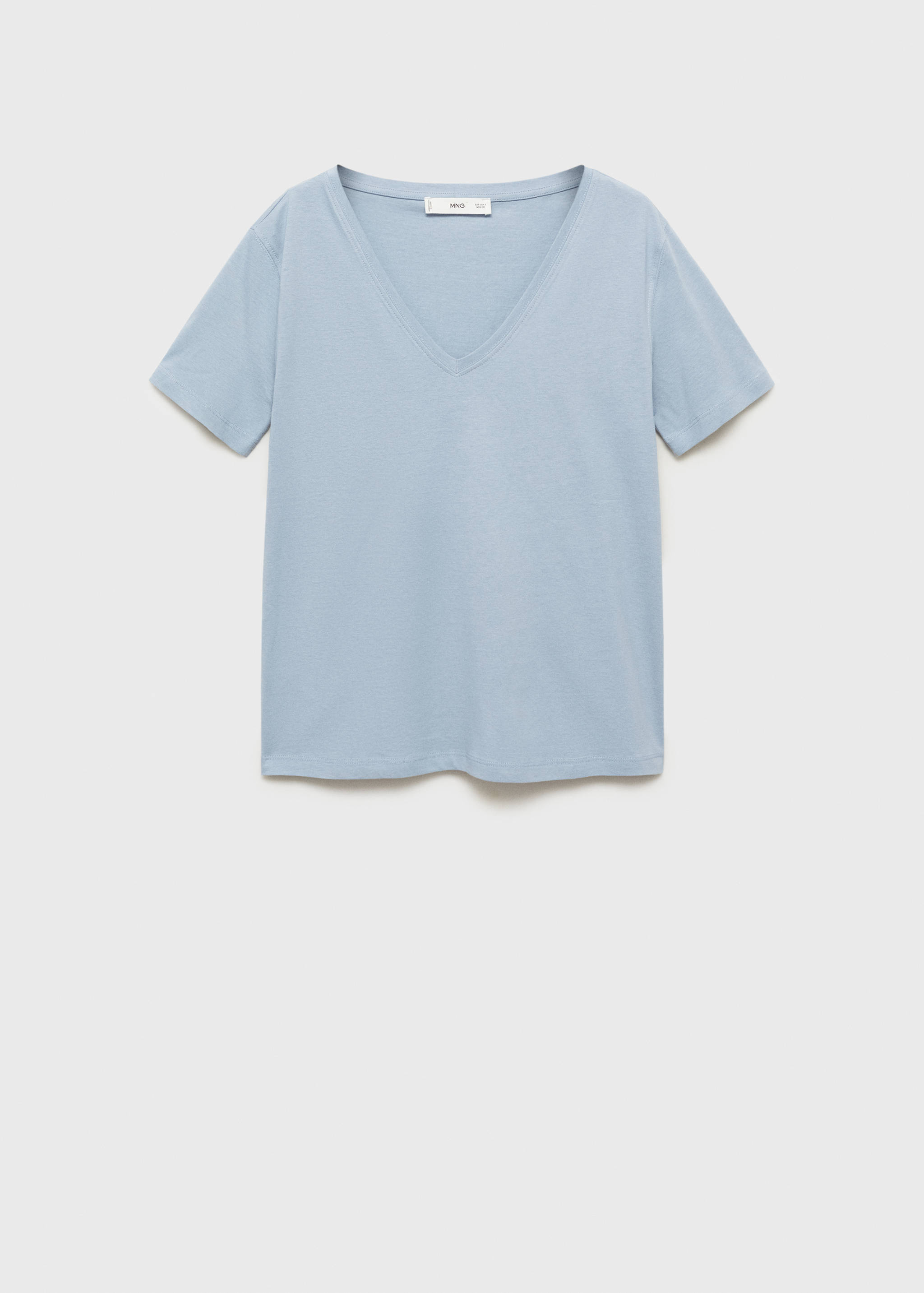 Baumwoll-T-Shirt, V-Ausschnitt - Artikel ohne Model
