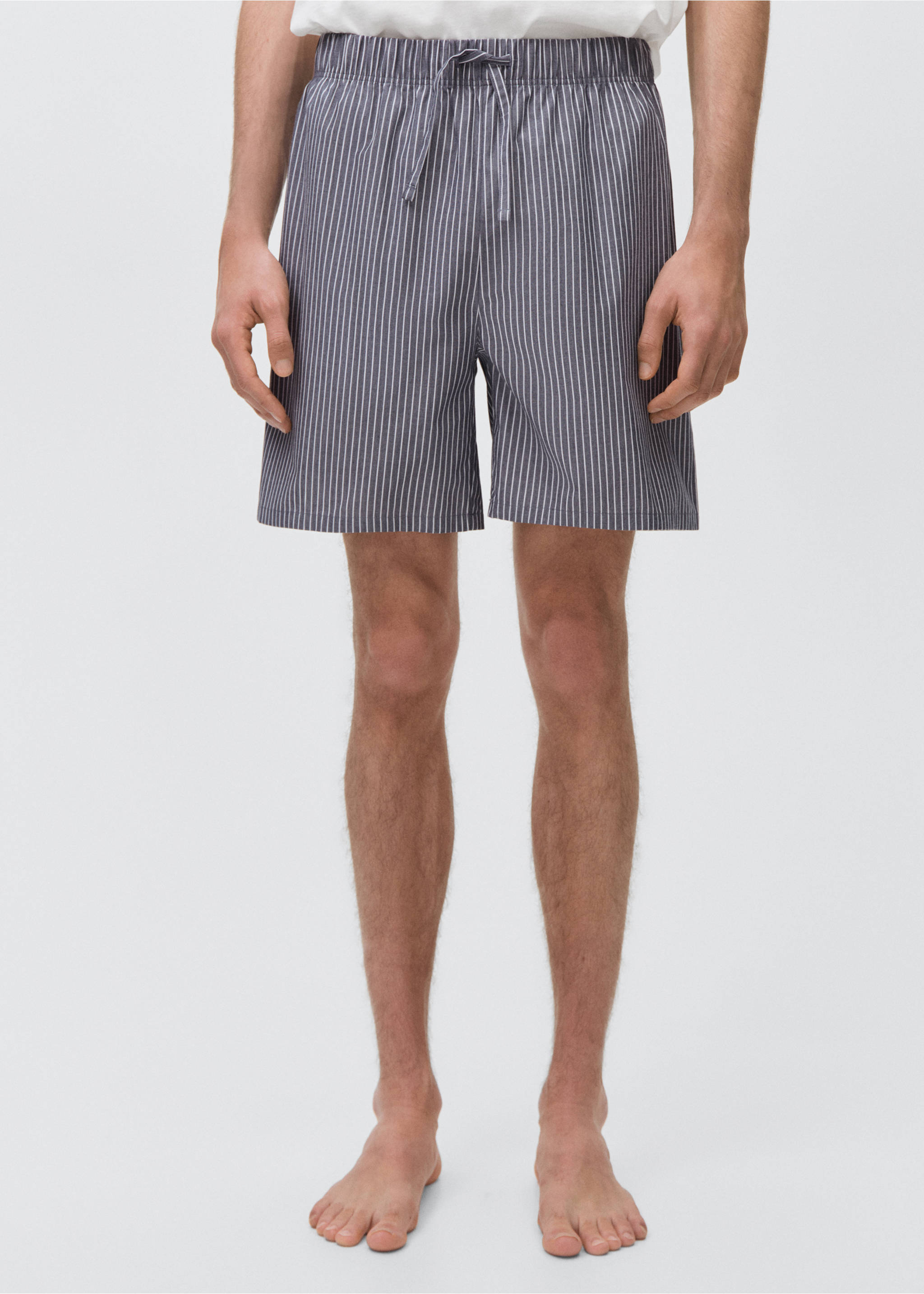 Striped cotton short pyjamas - Details of the article 6, Off White. Ref: 87044078-00.