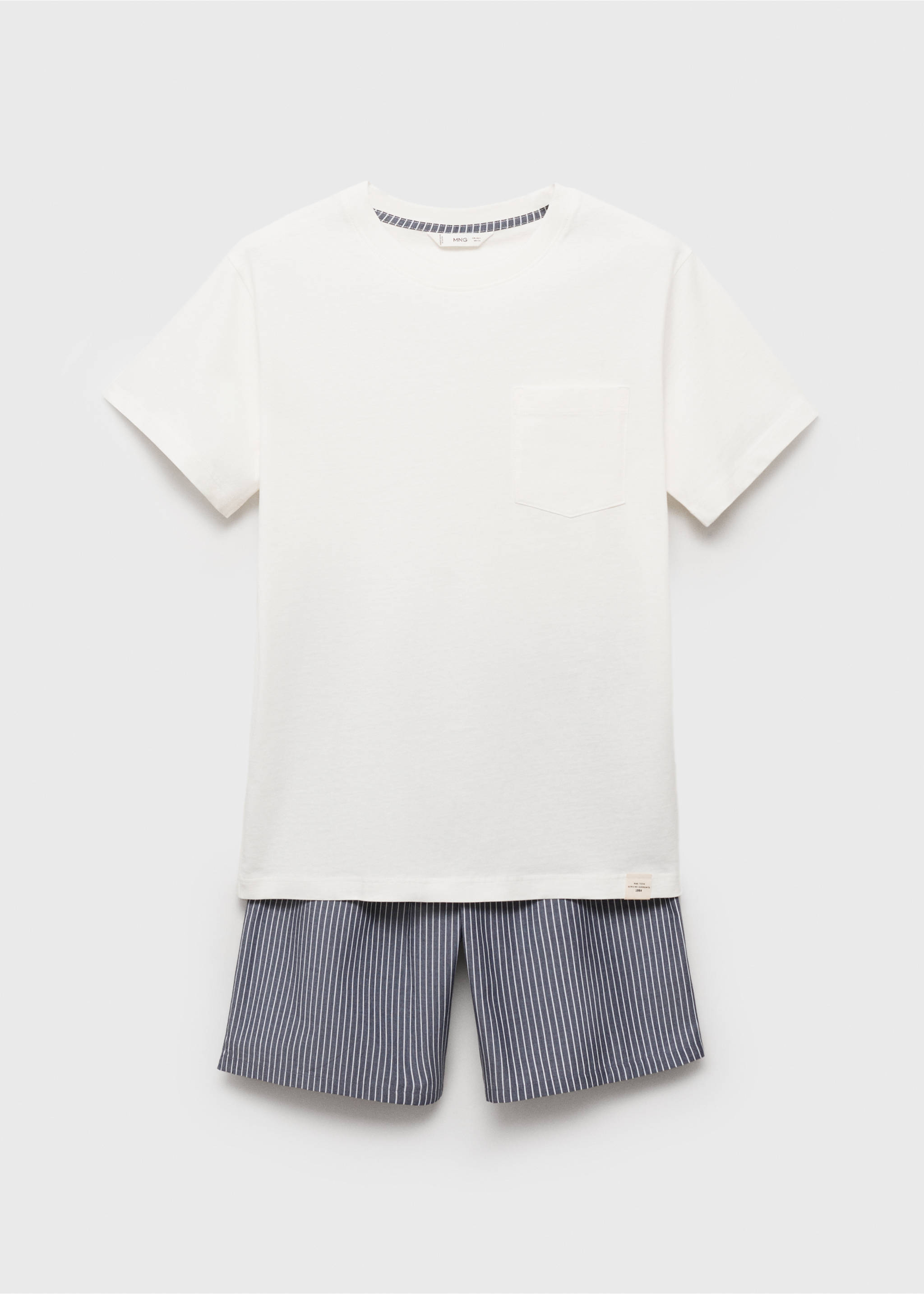 Pyjama court coton rayures - Article sans modèle, Blanc cassé. Ref: 87044078-00.