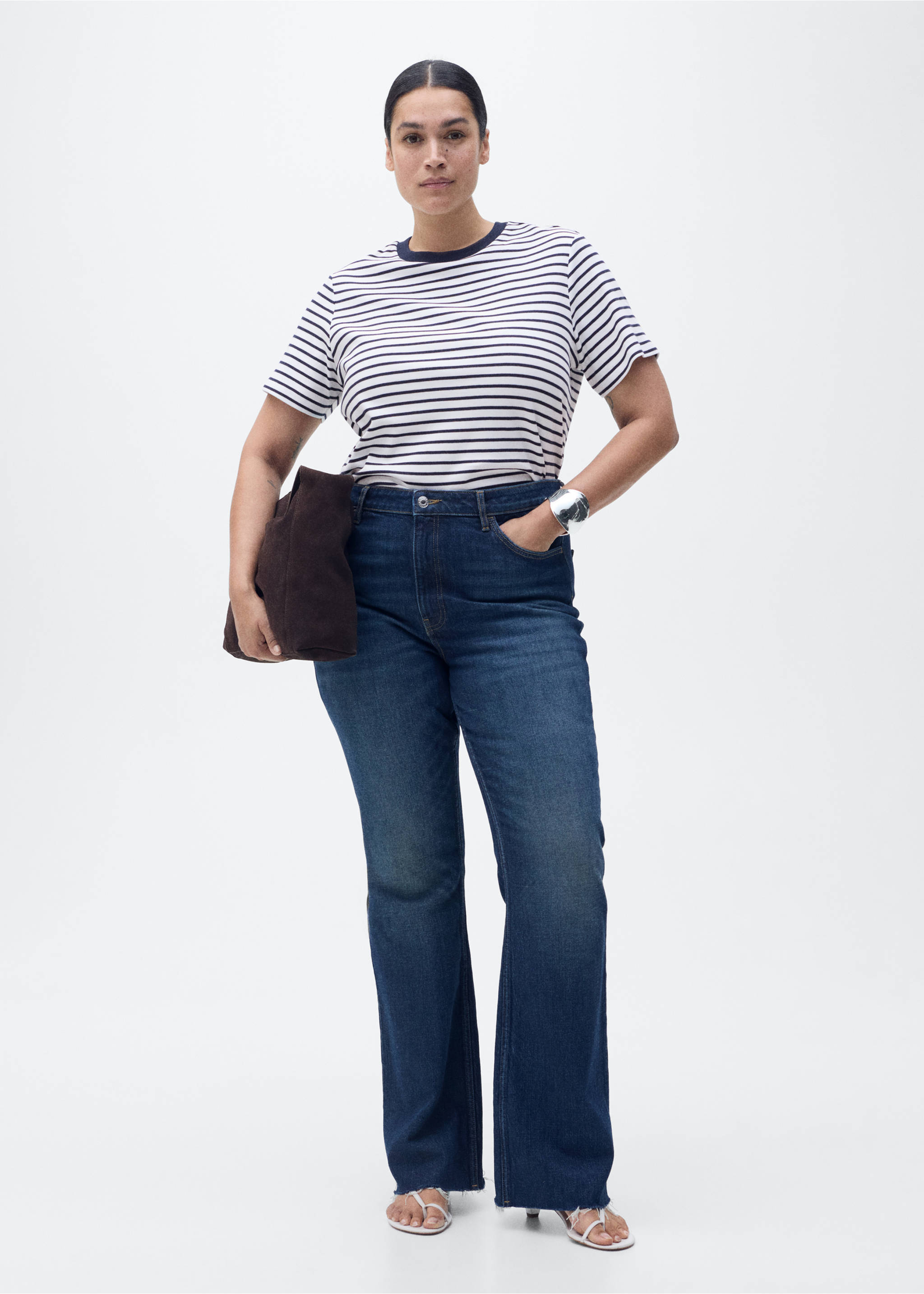 Striped short-sleeved cotton t-shirt - Details of the article 3, Blue. Ref: 87044081-00.