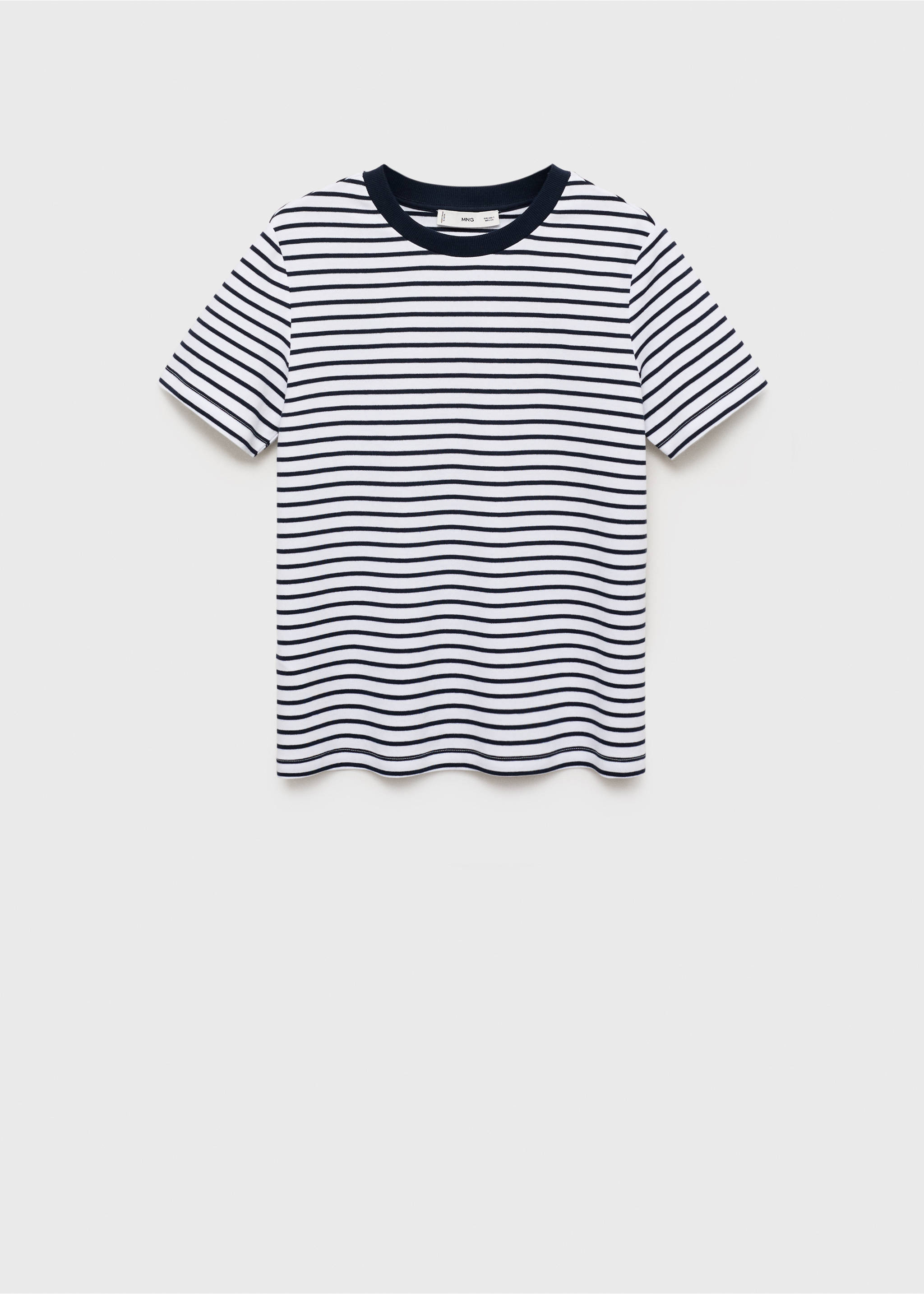 Striped short-sleeved cotton t-shirt - Article without model, Blue. Ref: 87044081-00.