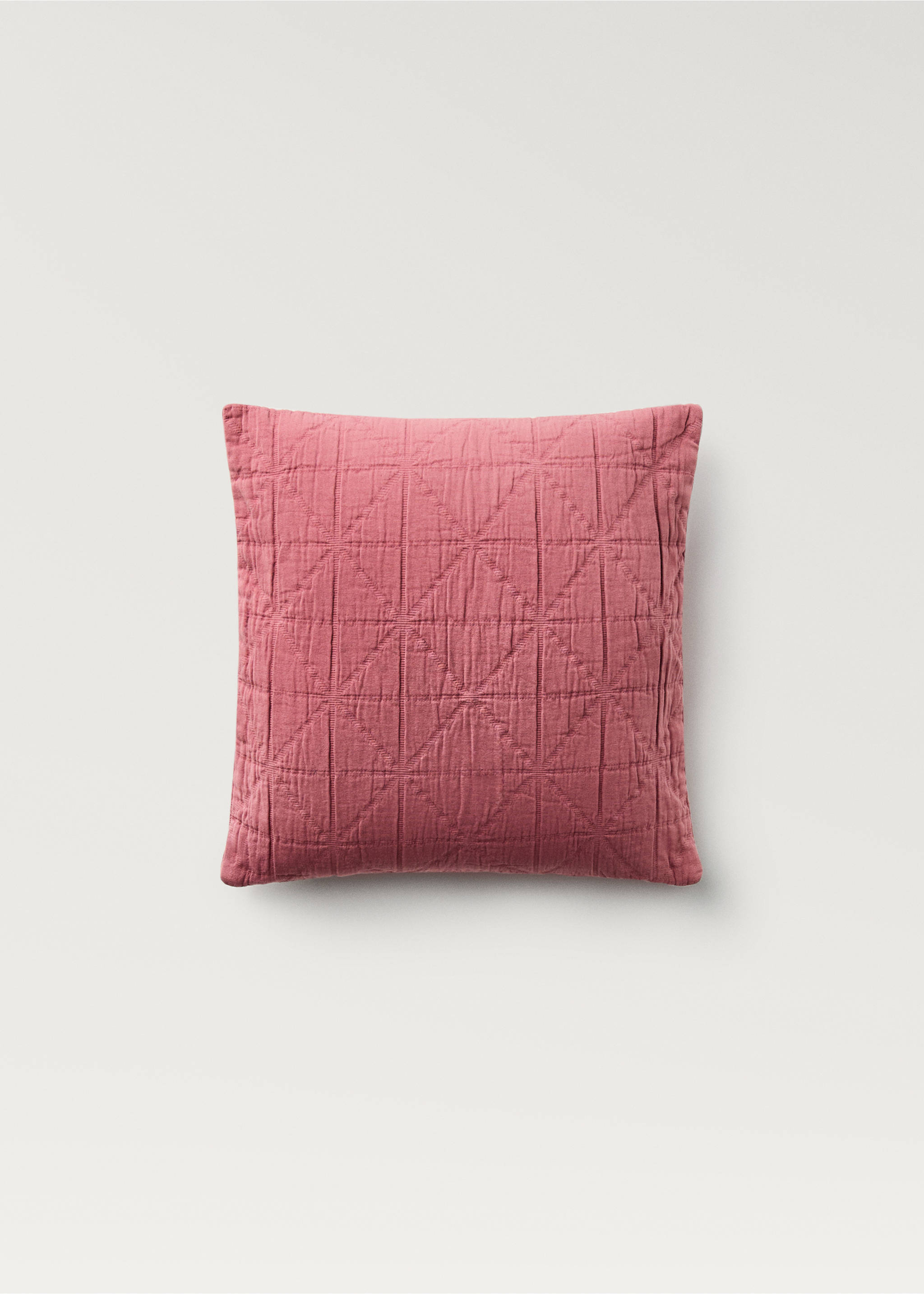 Children's cotton jacquard garment-dyed rhombus cushion cover 40x40 cm - Article without model, Pink. Ref: 87044083-00.