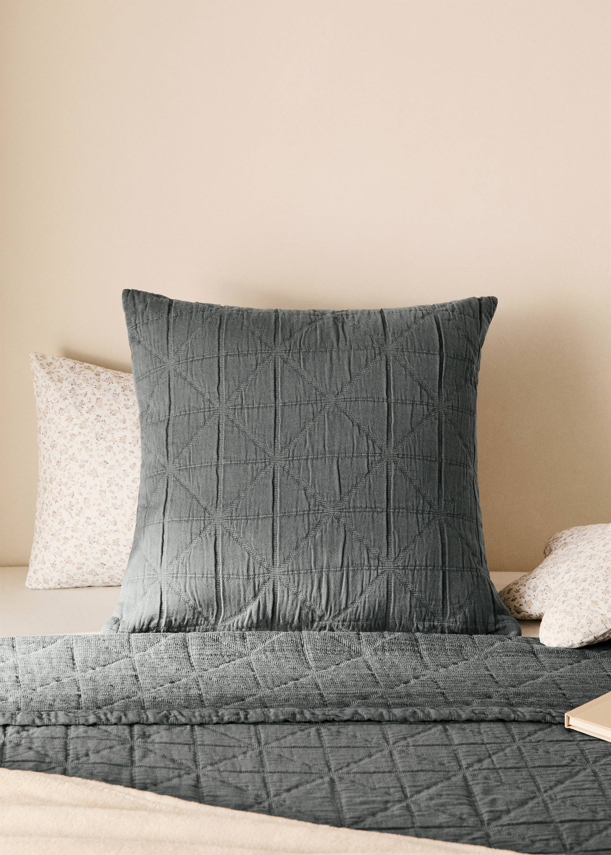 Copricuscino letto bambino cotone garment-dyed jacquard rombi 40x40 cm - Piano generale