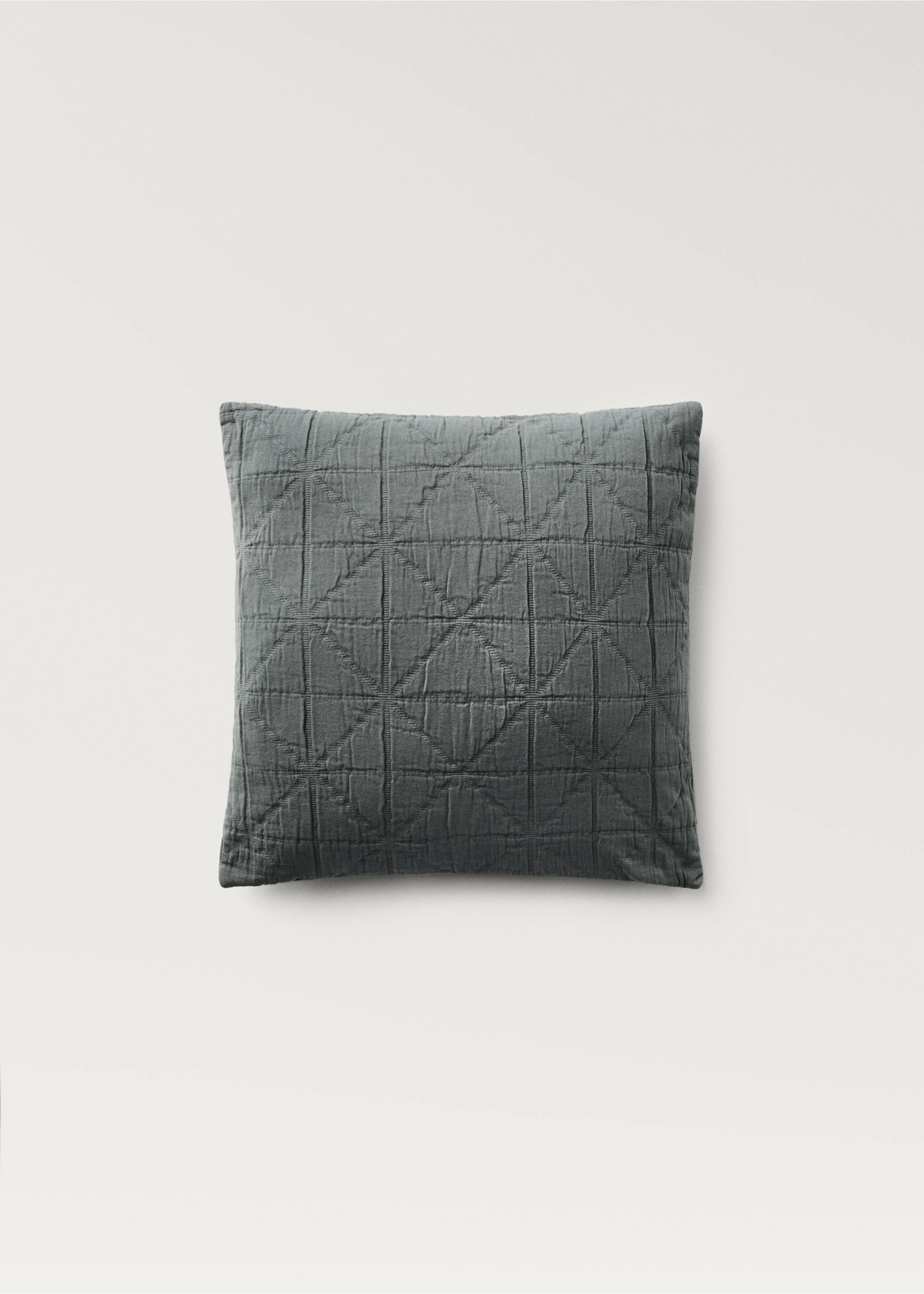 Funda cojín cama infantil algodón garment-dyed jacquard rombos 40x40 cm - Artículo sin modelo, Gris. Ref: 87044083-00.