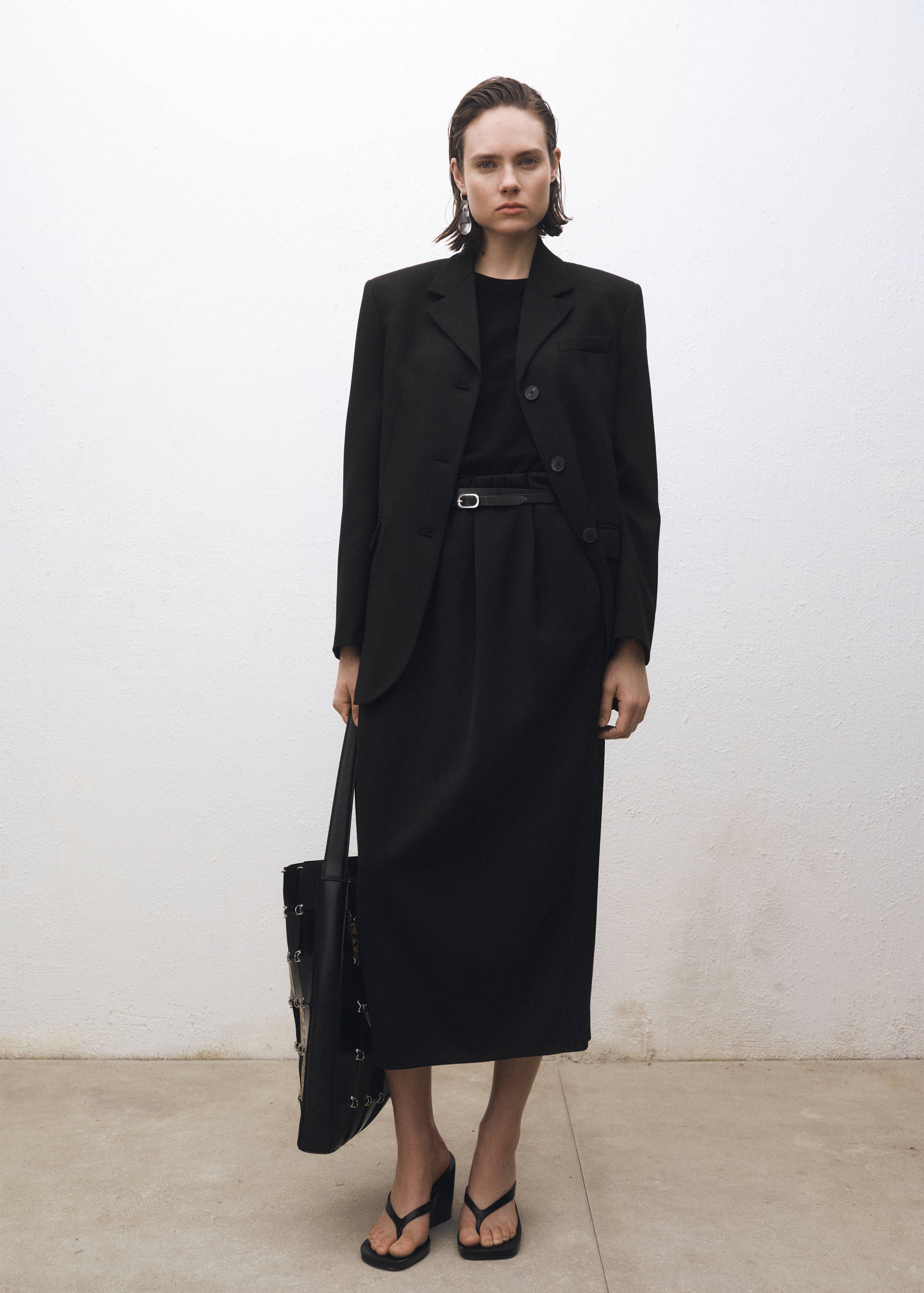 Pull laine mélangée manches courtes - Plan général