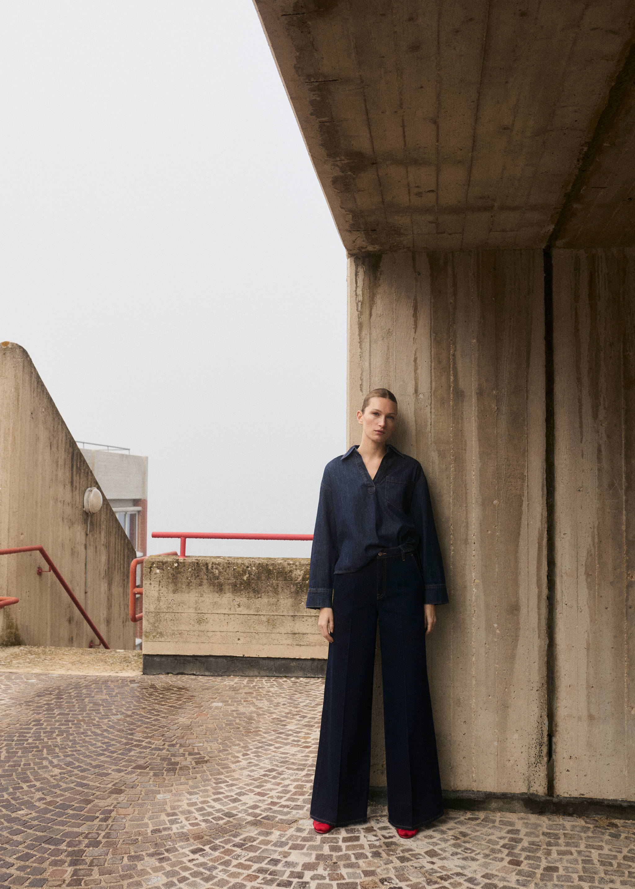 Jeans wideleg vita alta rinse wash - Piano generale