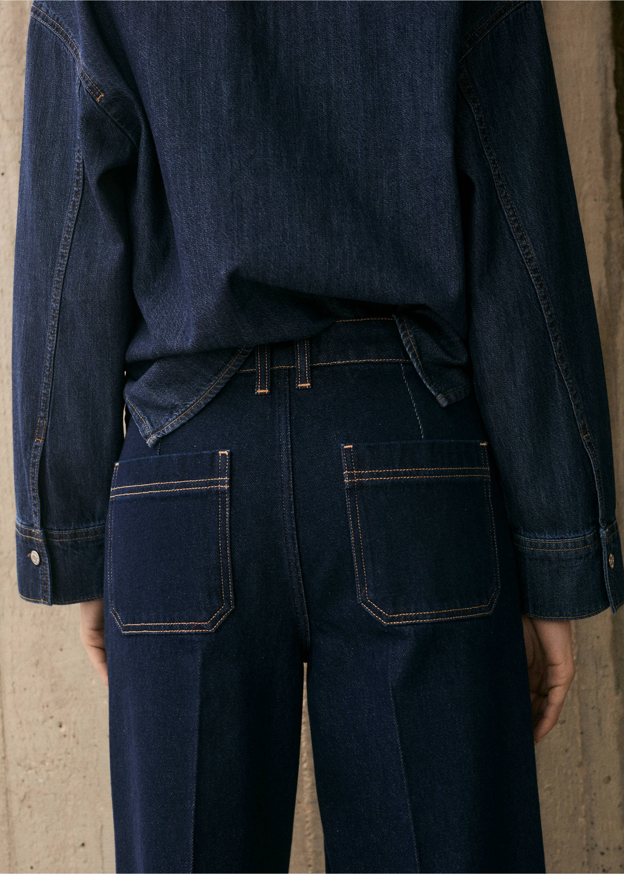 High-rise wide leg rinse-wash jeans - Reverse of the article, Open Blue. Ref: 87044092-00.