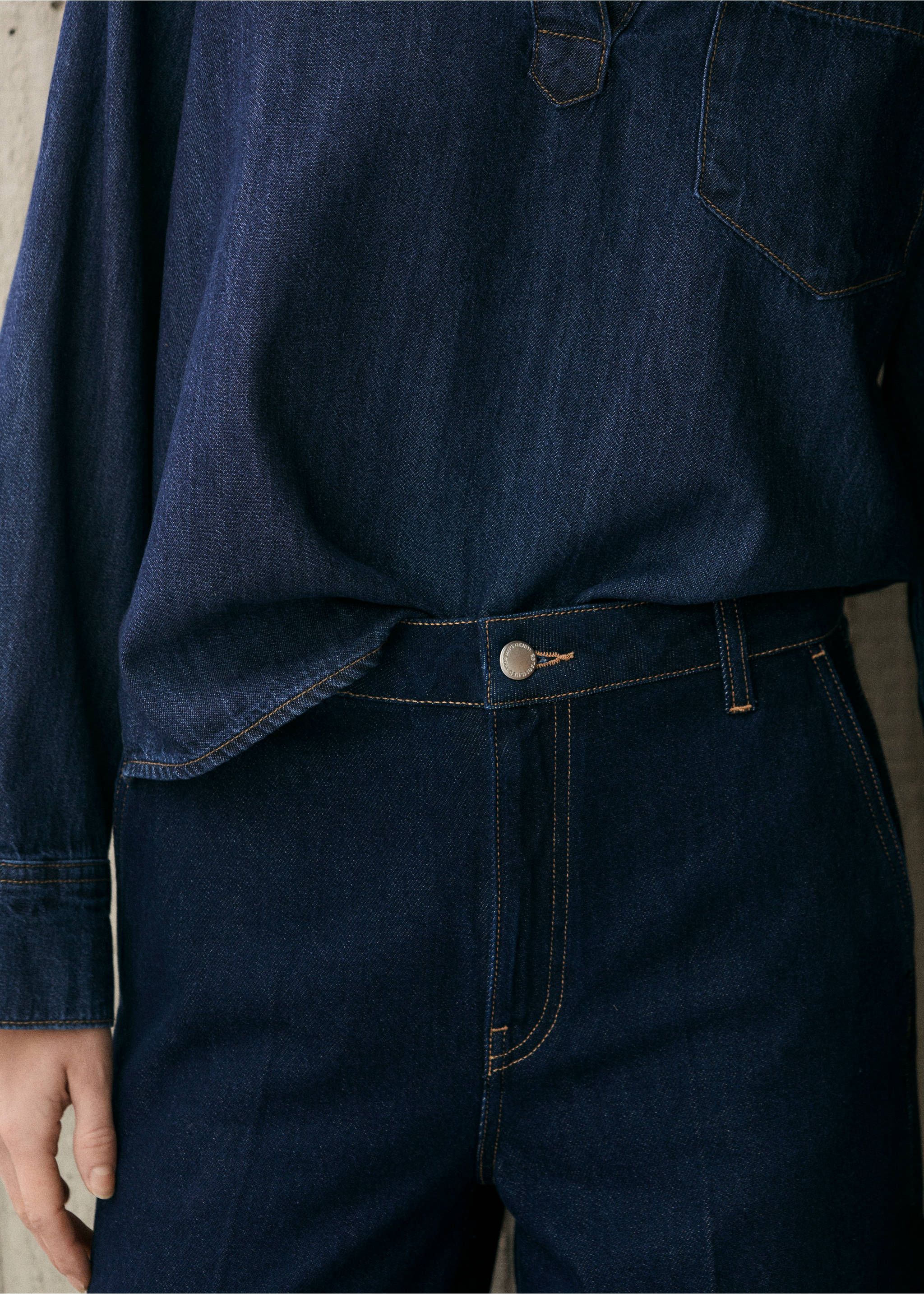 High-rise wide leg rinse-wash jeans - Details of the article 1, Open Blue. Ref: 87044092-00.