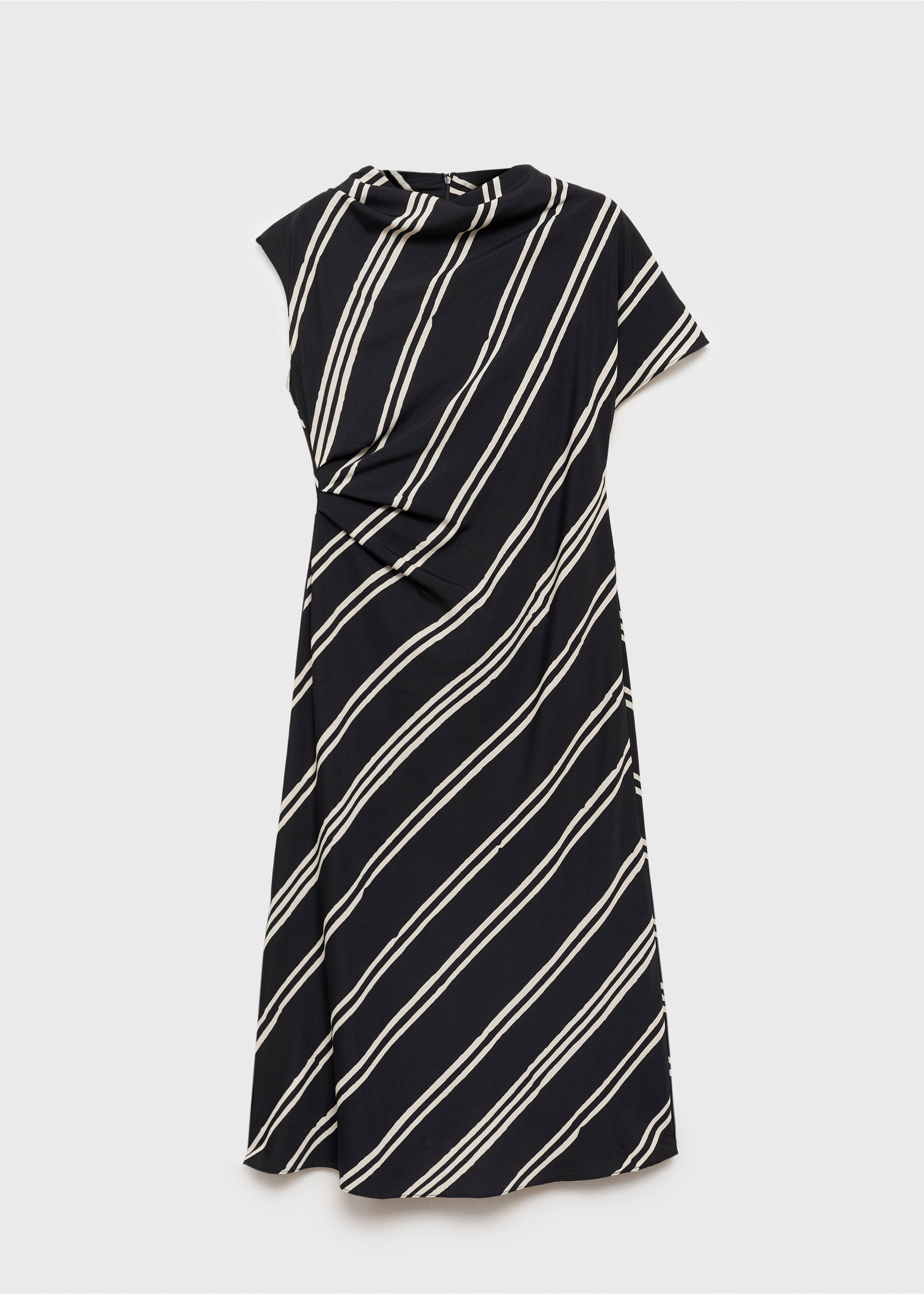 Rochie midi cu imprimeu în dungi - Articol fără model, Negru. Ref: 87044093-00.