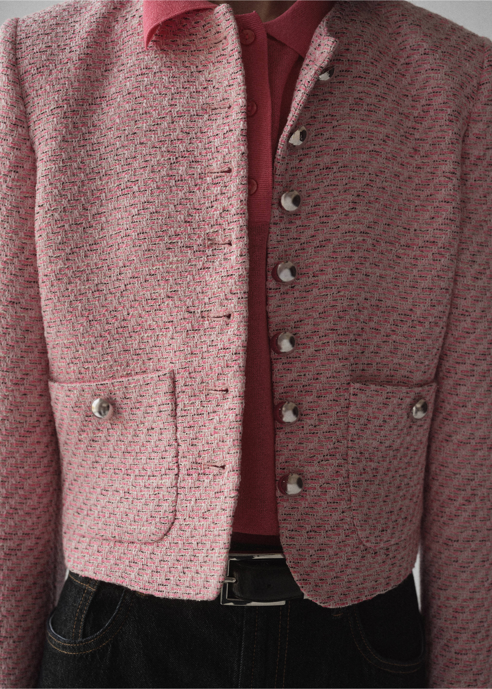 Taillierte Tweedjacke - Detail des Artikels 6, Rosa. Ref: 87044094-00.