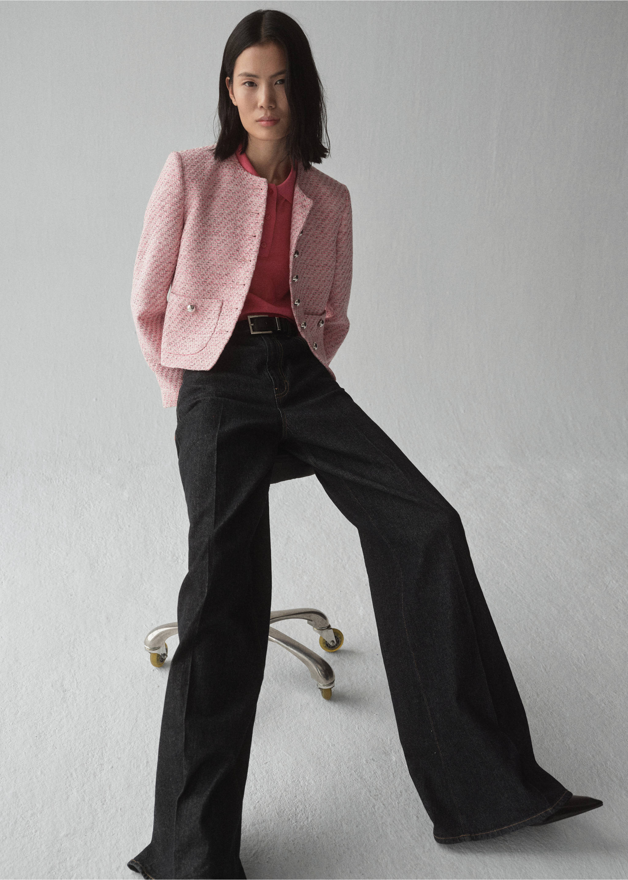 Taillierte Tweedjacke - Detail des Artikels 2, Rosa. Ref: 87044094-00.