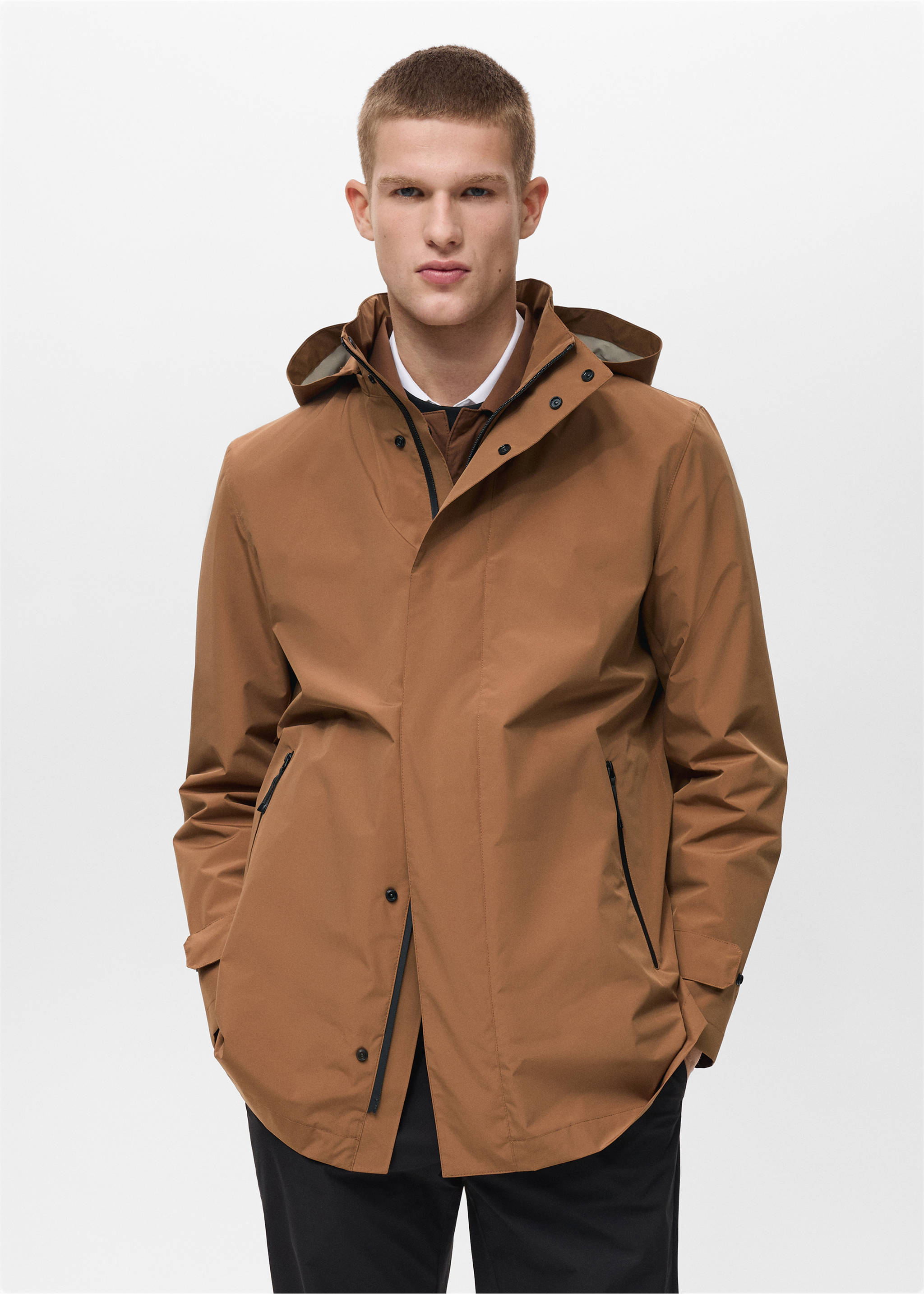 COOLMAX® technology waterproof barn jacket - Medium plane, Tobacco Brown. Ref: 87044389-00.