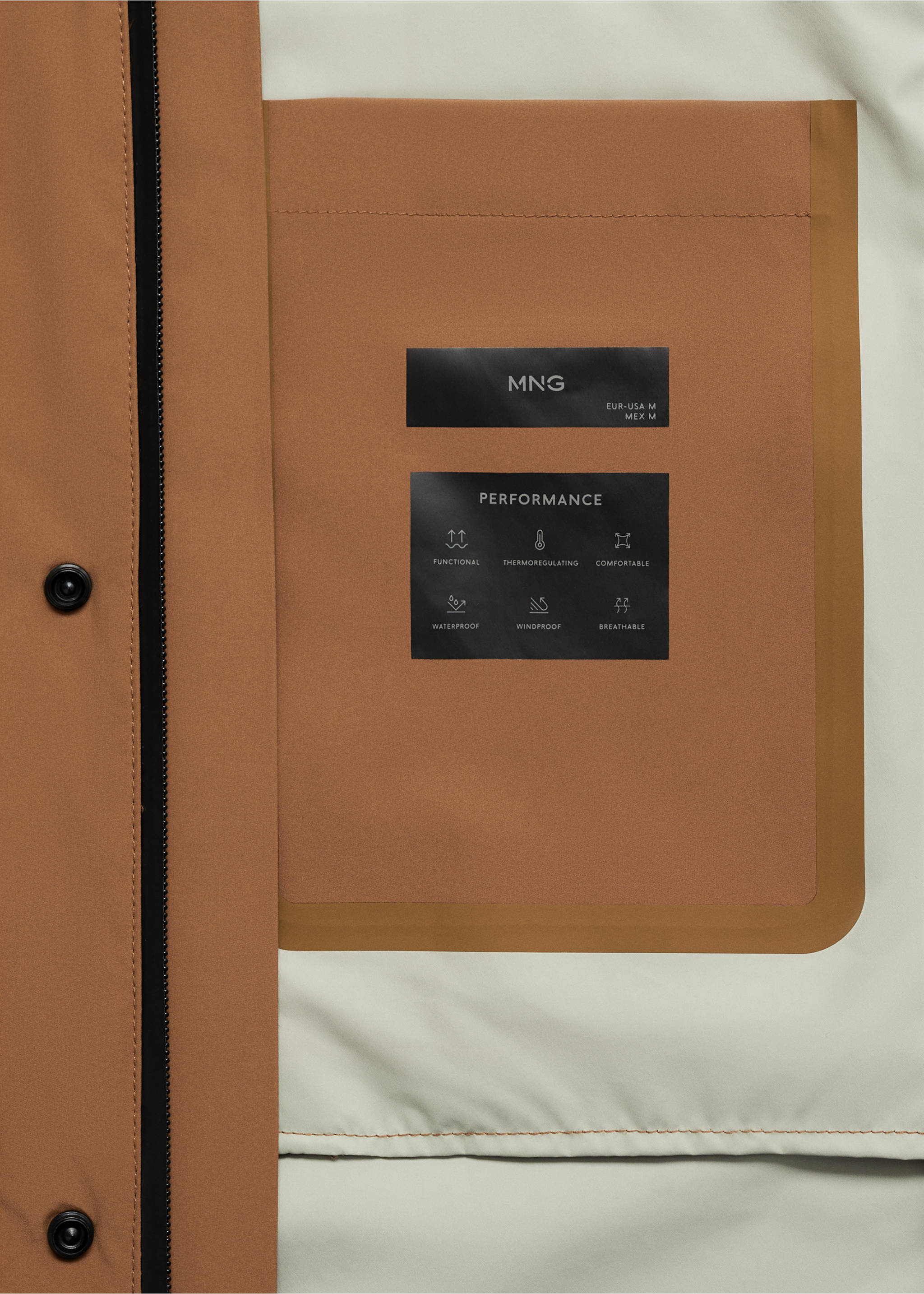 COOLMAX® technology waterproof barn jacket - Details of the article 0, Tobacco Brown. Ref: 87044389-00.