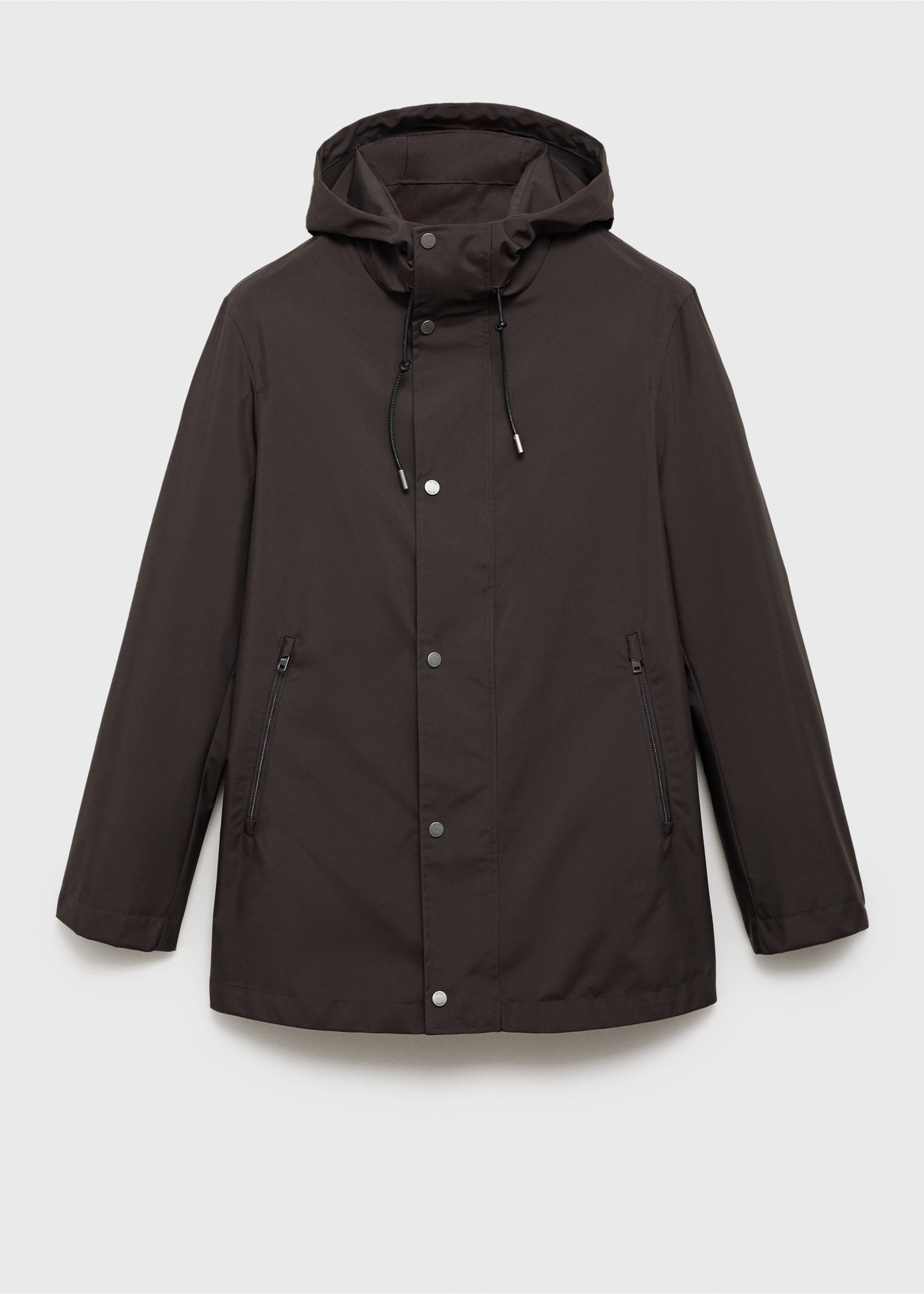 Water-repellent hooded parka - Article without model, Chocolate. Ref: 87044390-00.