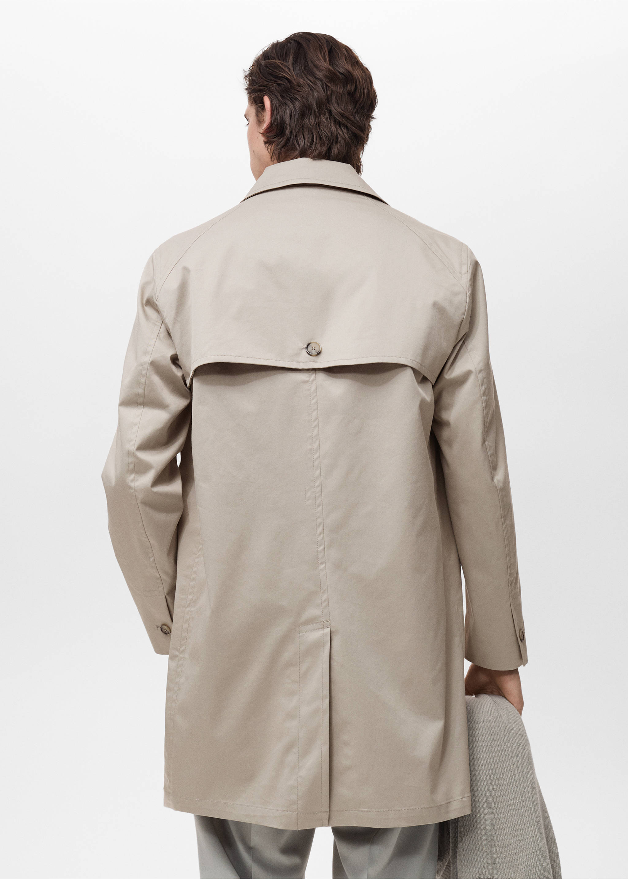 Water-repellent cotton trench coat - Reverse of the article, Ice Grey. Ref: 87044391-00.