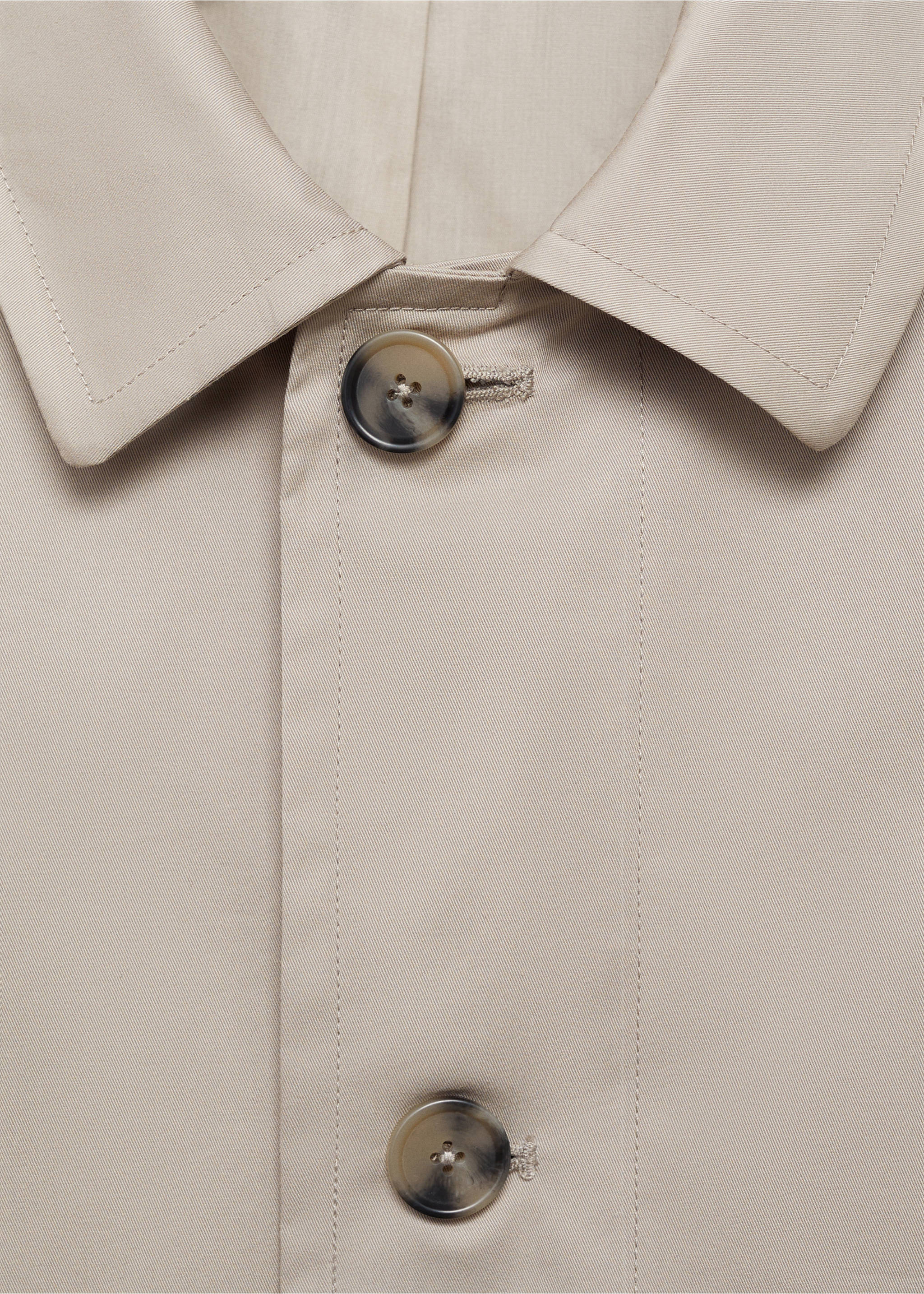 Water-repellent cotton trench coat - Details of the article 8, Ice Grey. Ref: 87044391-00.