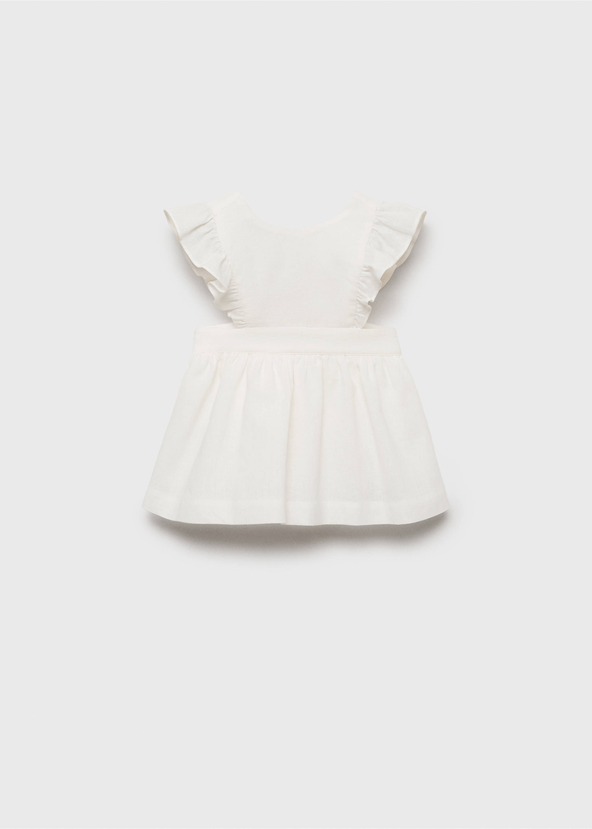 Ruffled linen dress - Article without model, Off White. Ref: 87044397-00.
