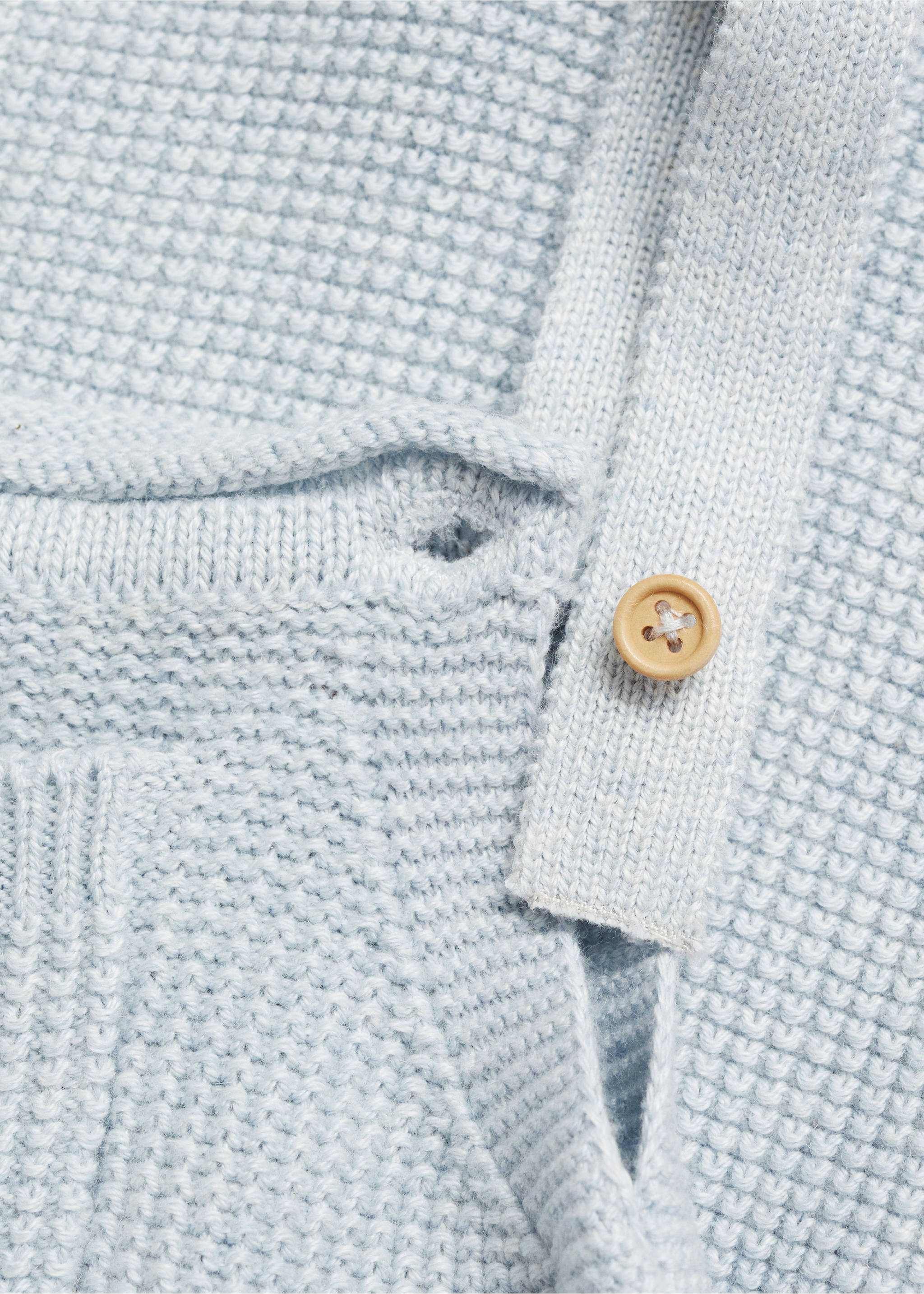 Long knitted dungarees - Details of the article 8, Sky Blue. Ref: 87044399-00.