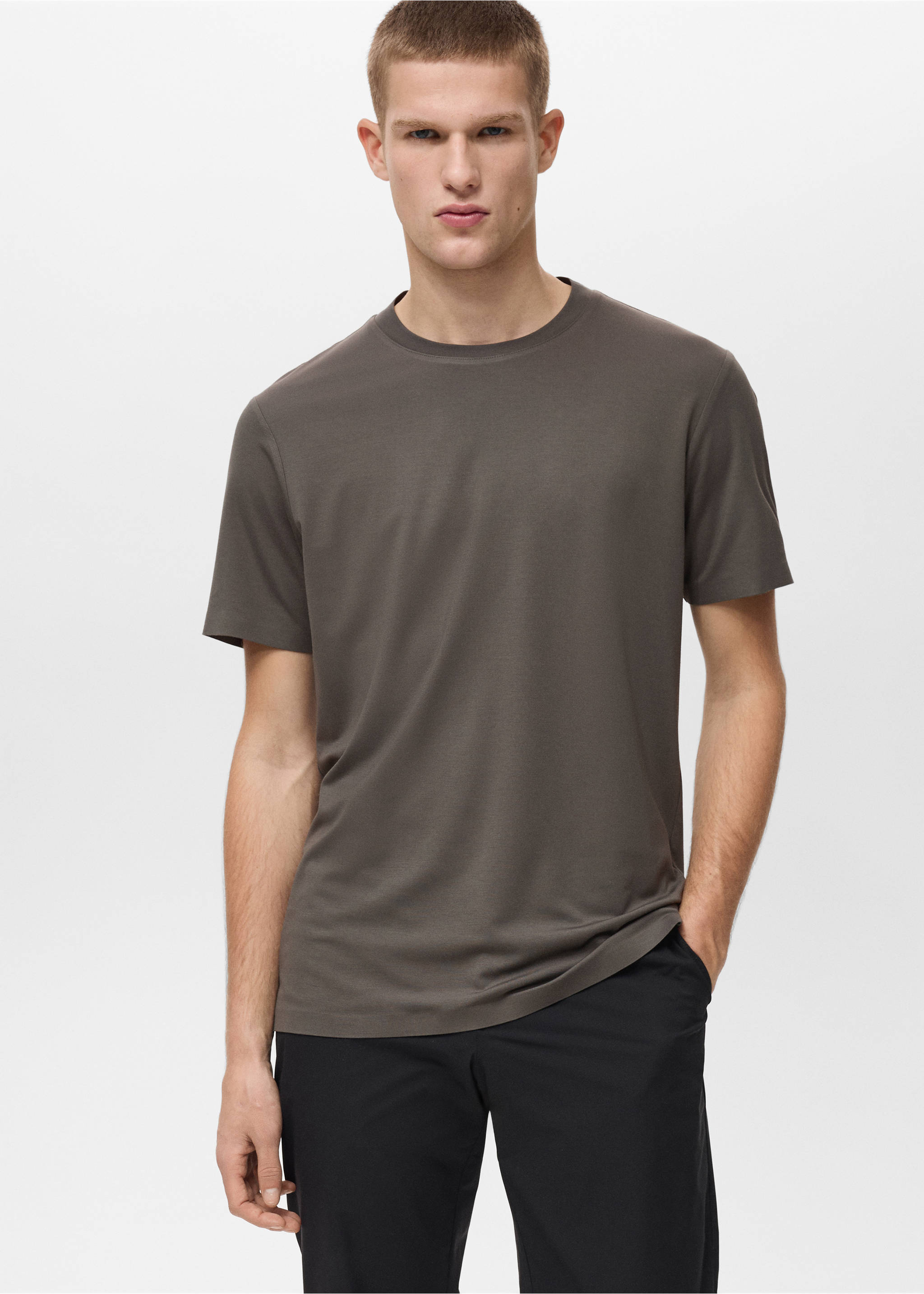 Slim fit T-shirt COOLMAX® - Mittlere Ansicht, Mittelgrün. Ref: 87044406-00.