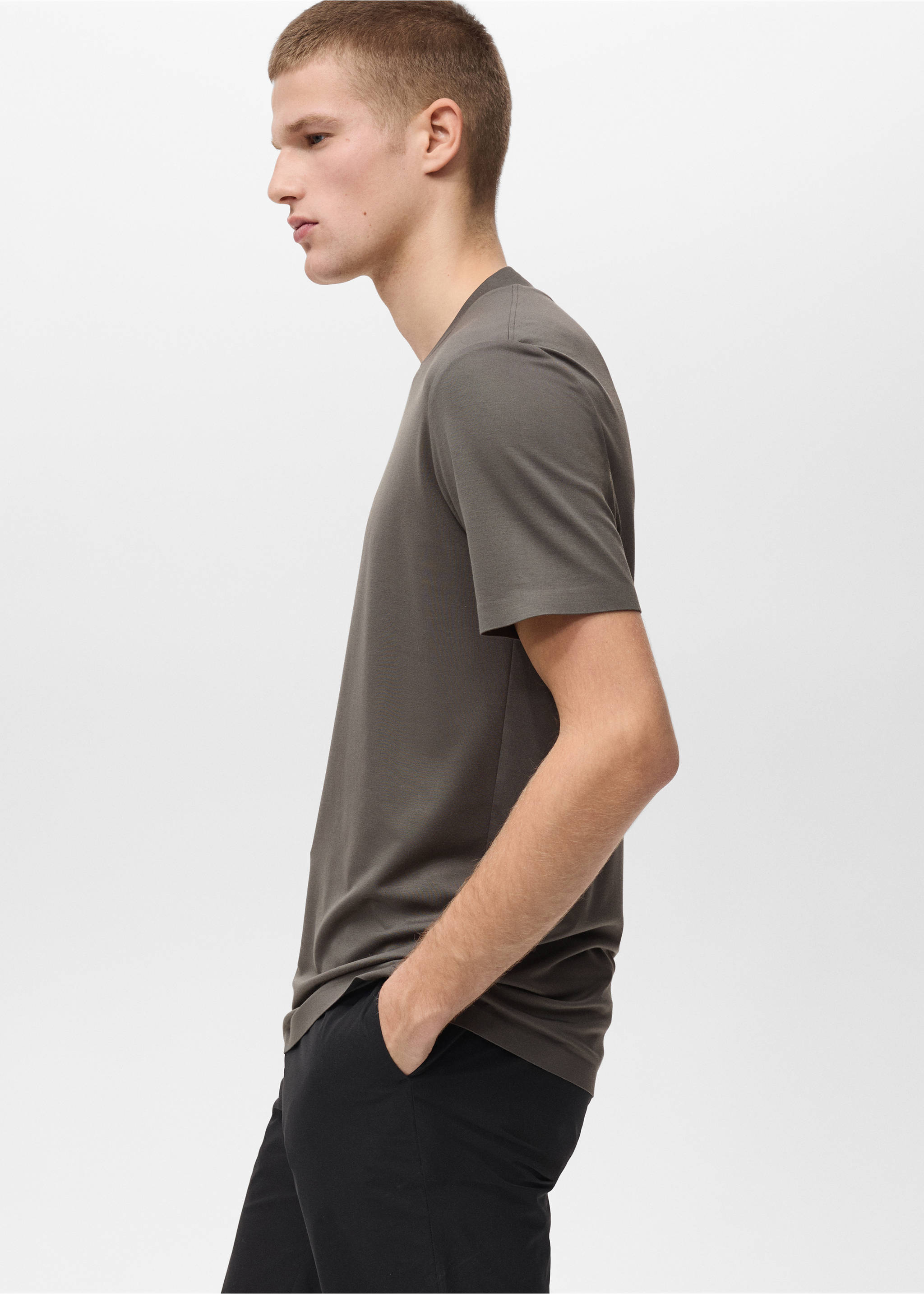 Slim fit T-shirt COOLMAX® - Detail des Artikels 2, Mittelgrün. Ref: 87044406-00.