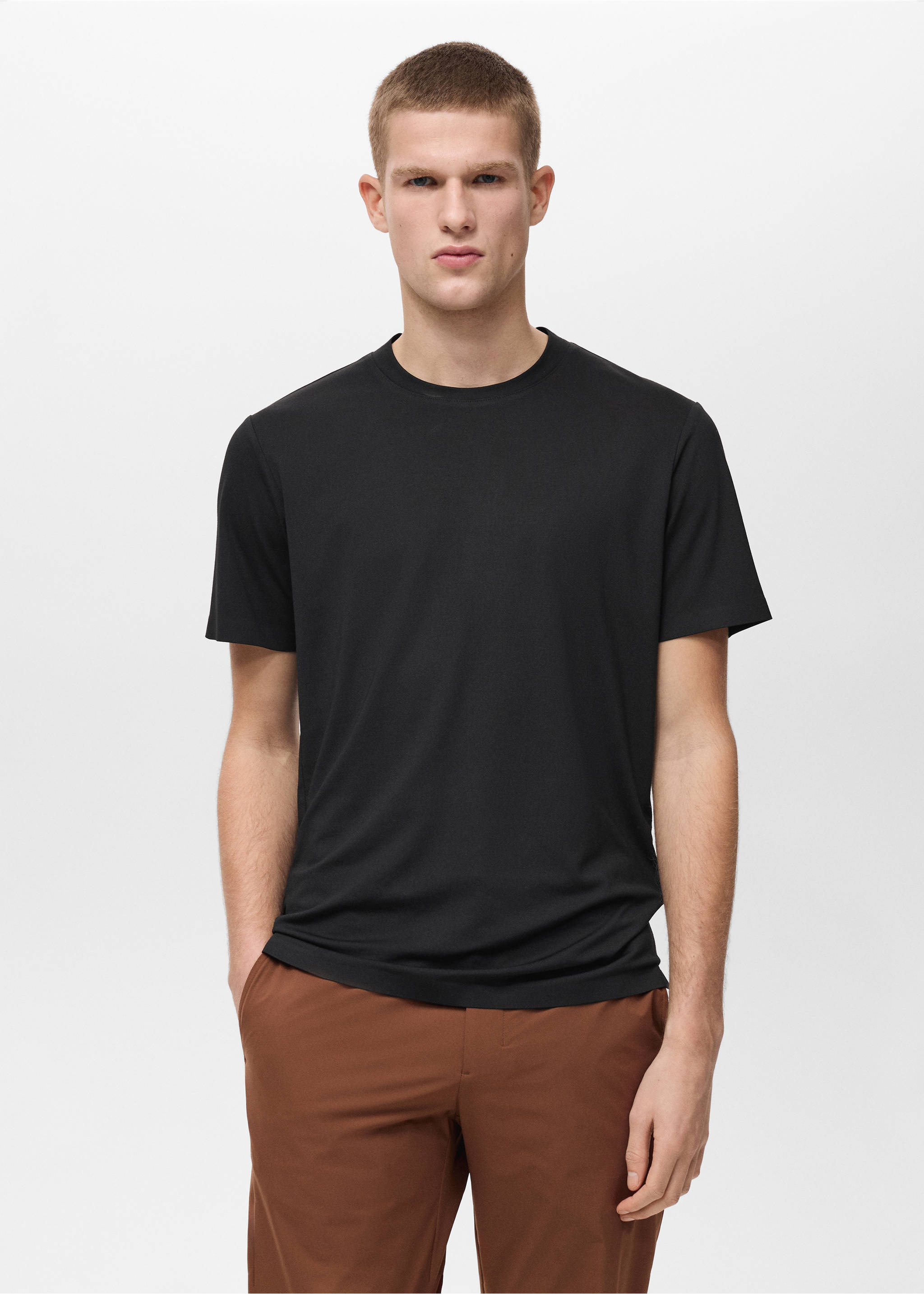 COOLMAX® slim fit T-shirt - Medium plane, Black. Ref: 87044406-00.