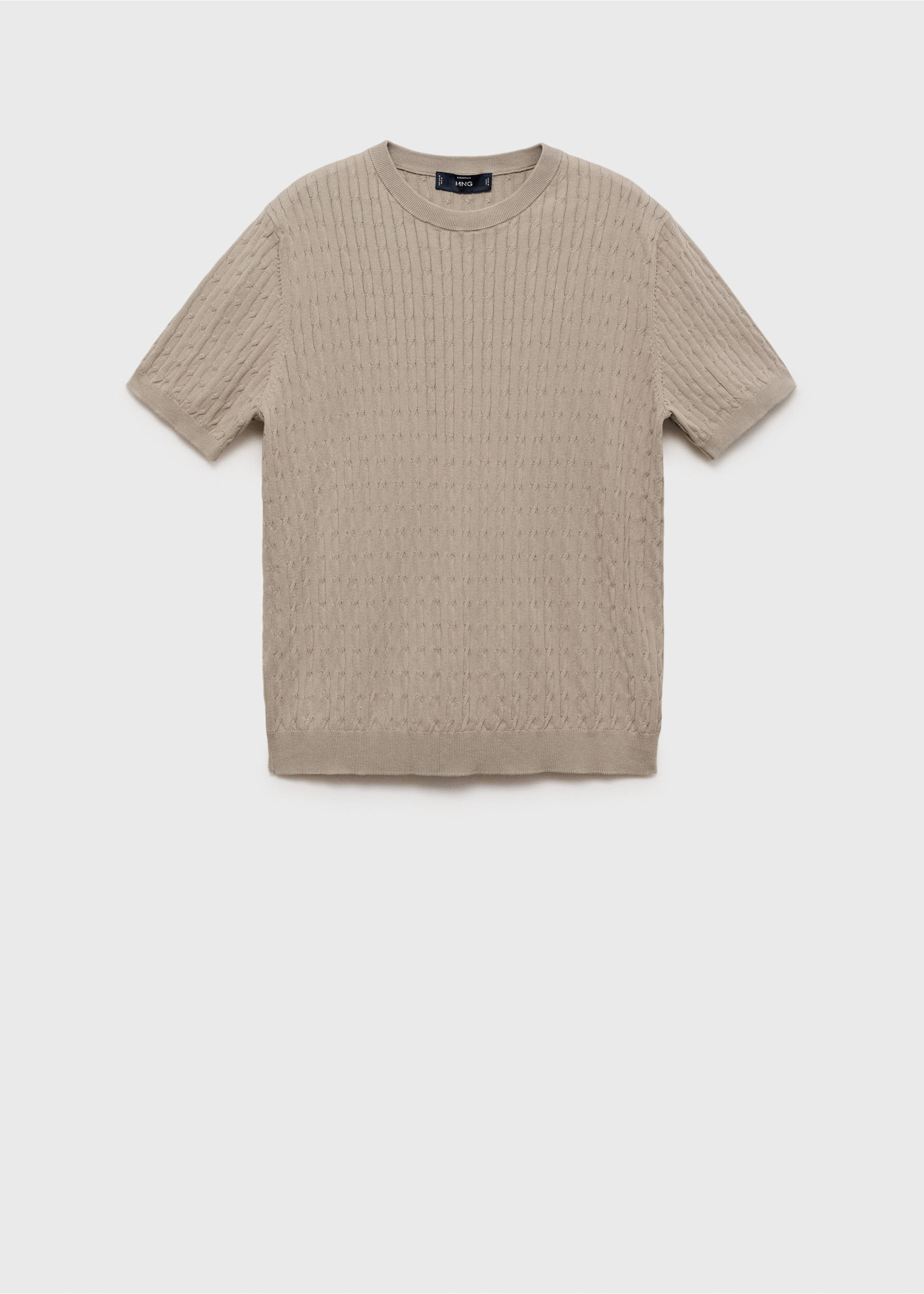 Flätstickad tunn t-shirt - Artikel utan modell, Isgrå. Ref: 87044411-00.