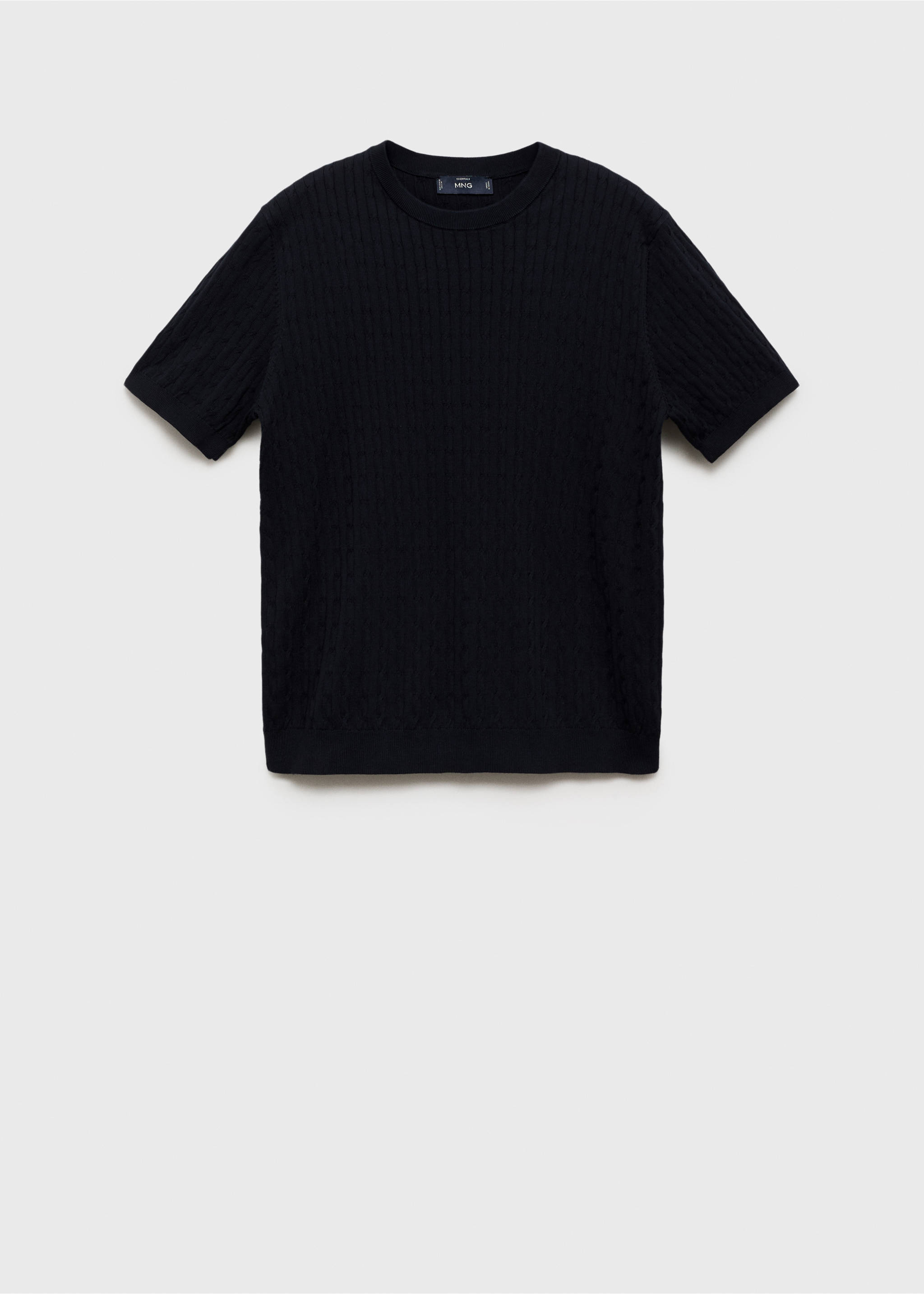 Braided fine-knit t-shirt - Article without model, Night Blue. Ref: 87044411-00.