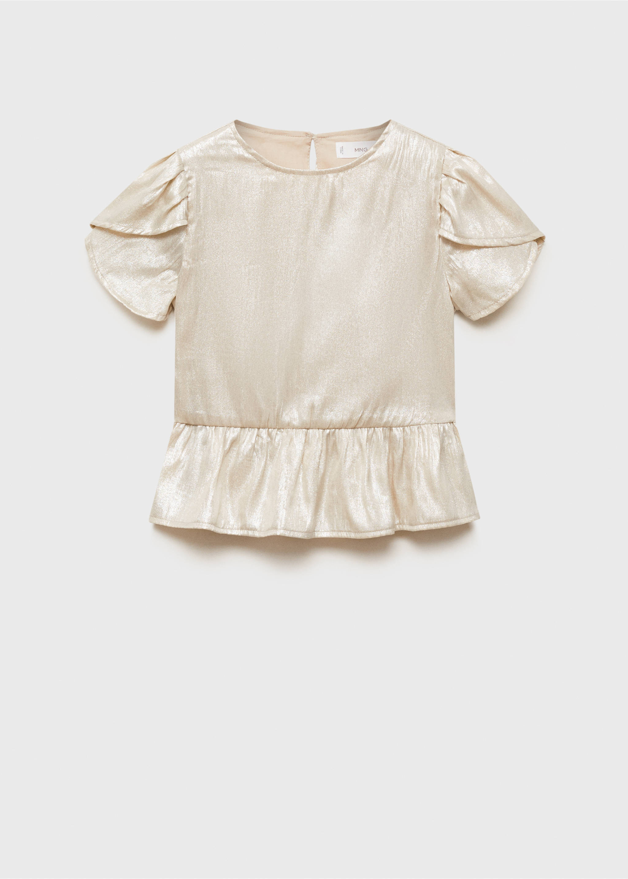 Short-sleeved satin blouse - Article without model, Beige. Ref: 87044417-00.