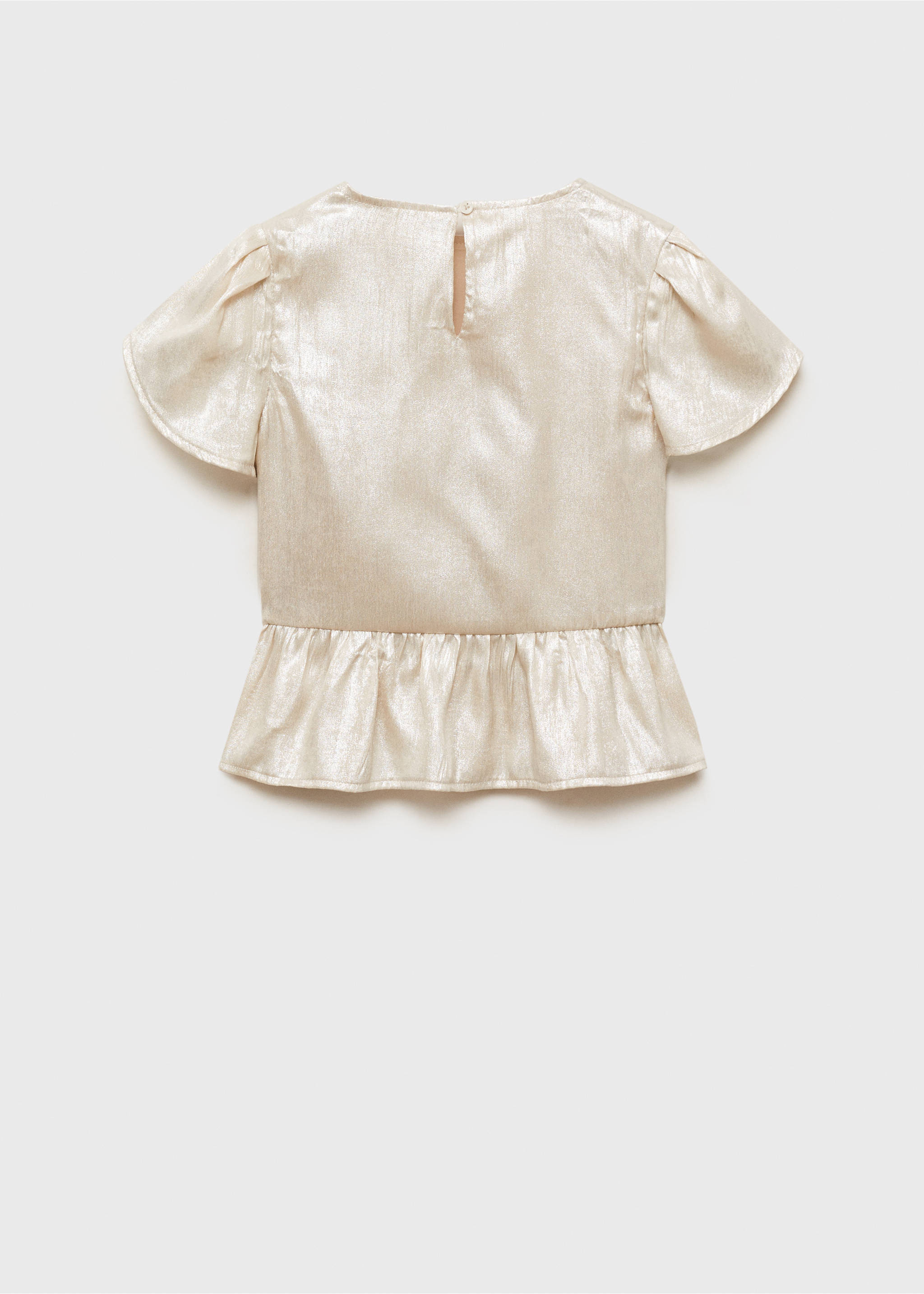 Short-sleeved satin blouse - Reverse of the article, Beige. Ref: 87044417-00.
