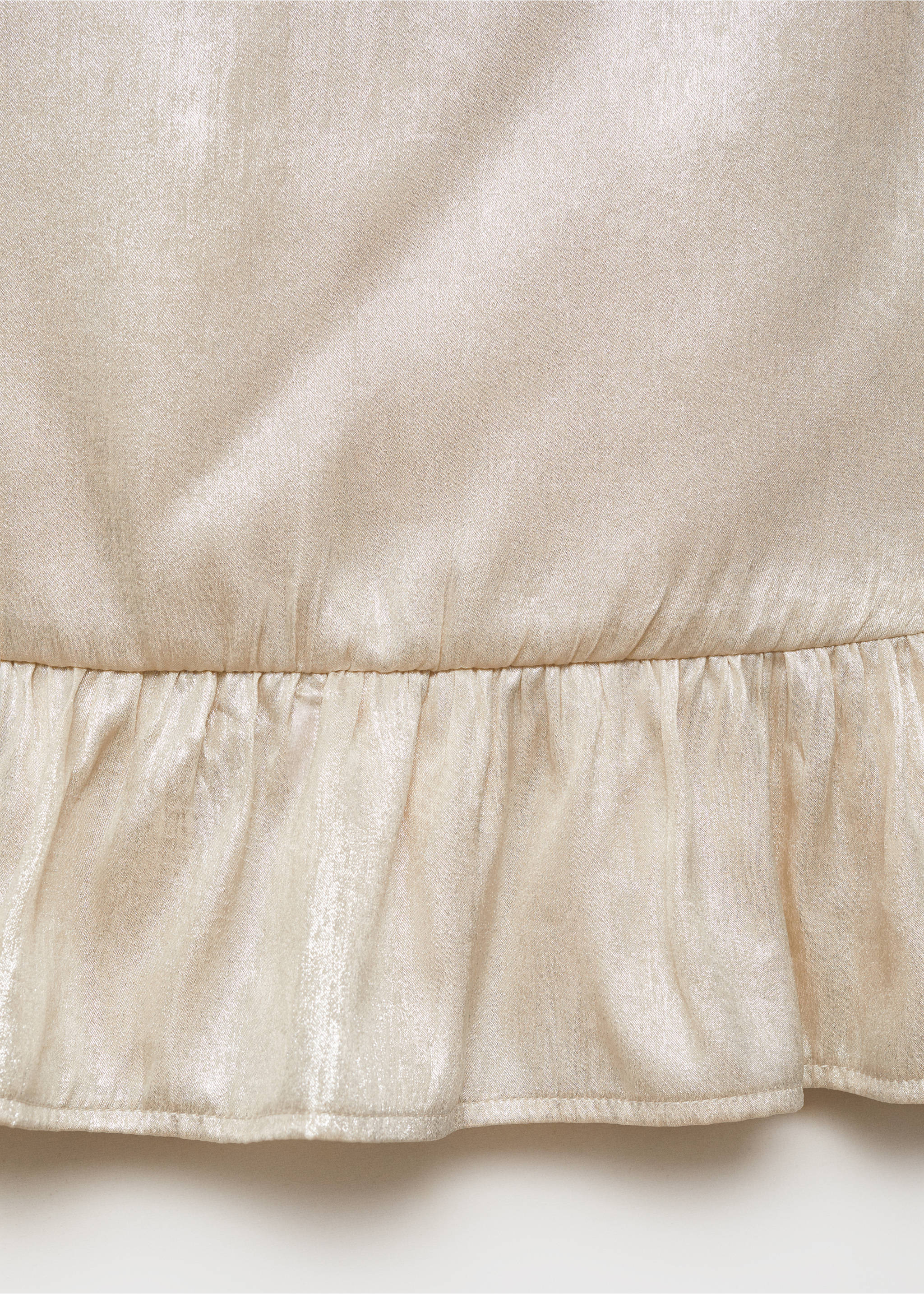 Short-sleeved satin blouse - Details of the article 8, Beige. Ref: 87044417-00.