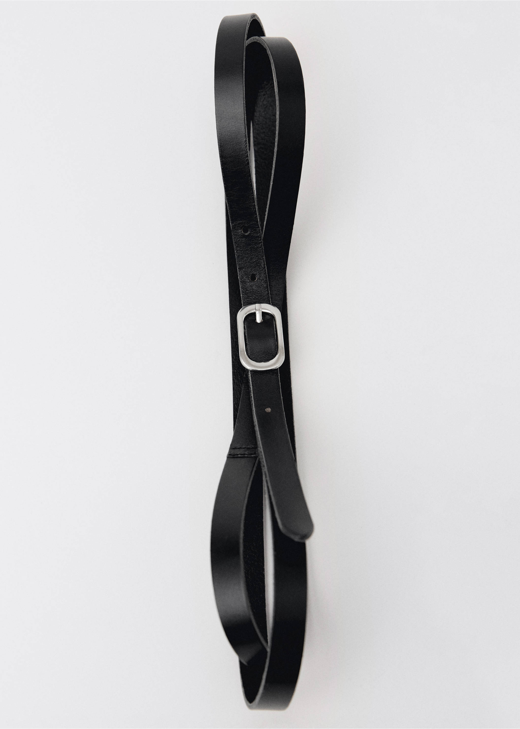 Leather belt with oval buckle - Details of the article 1, Black. Ref: 87044418-00.