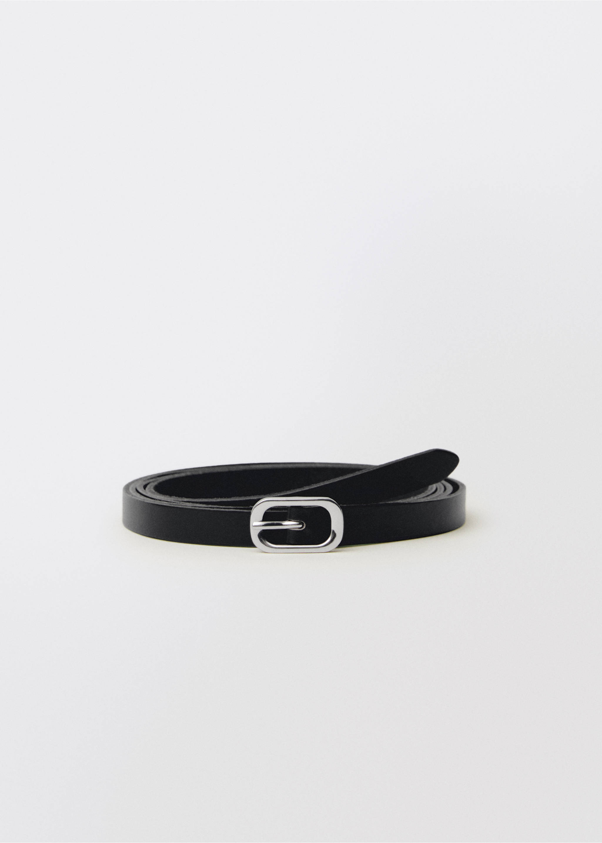Leather belt with oval buckle - Article without model, Black. Ref: 87044418-00.