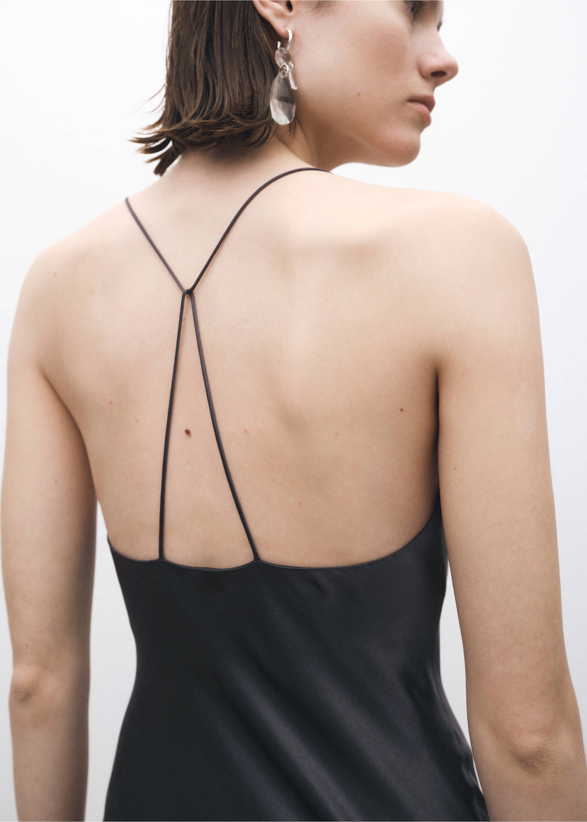 Robe soie encolure drapée - Détail de l'article 1, Gris anthracite. Ref: 87044419-00.