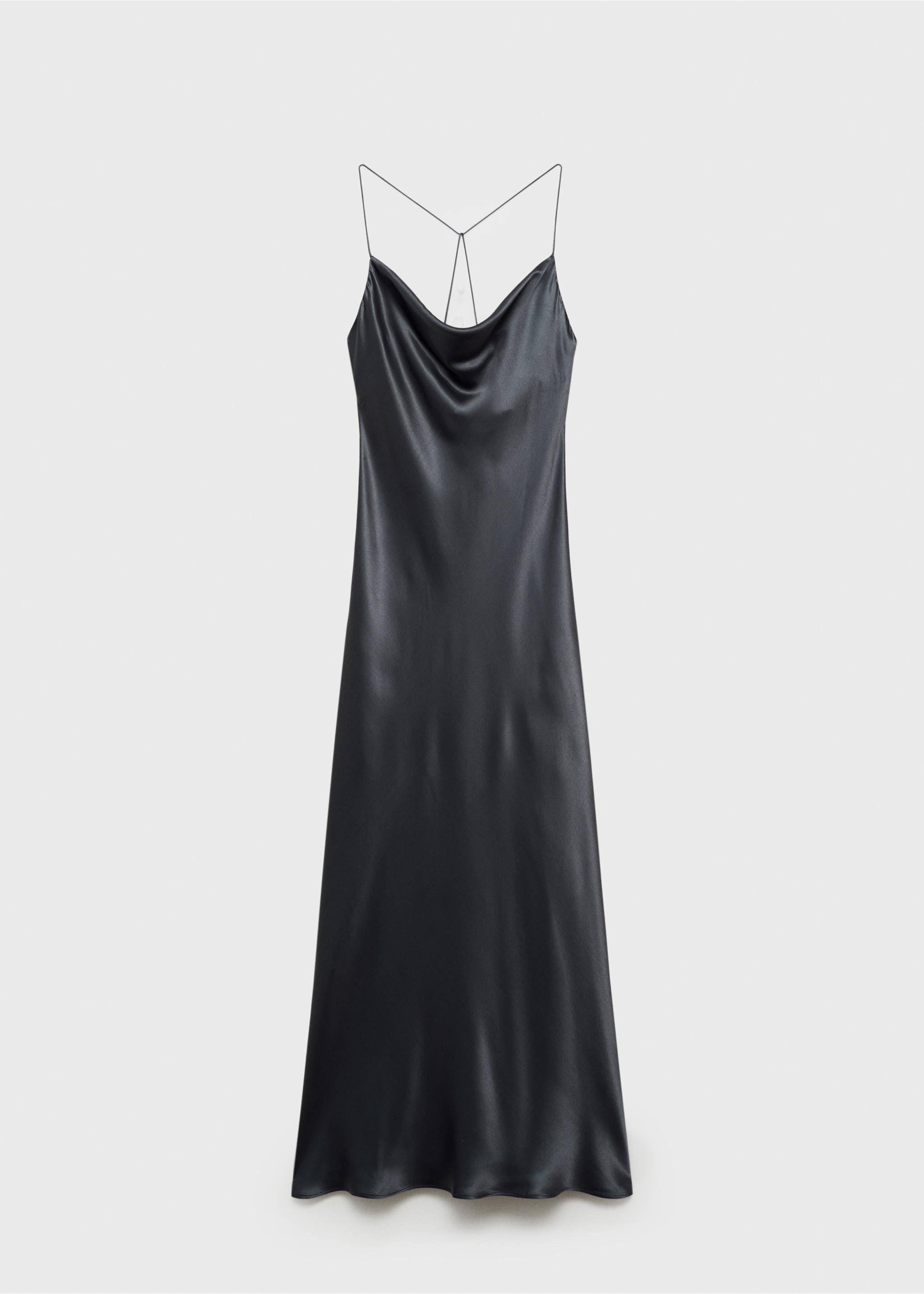 Robe soie encolure drapée - Article sans modèle, Gris anthracite. Ref: 87044419-00.