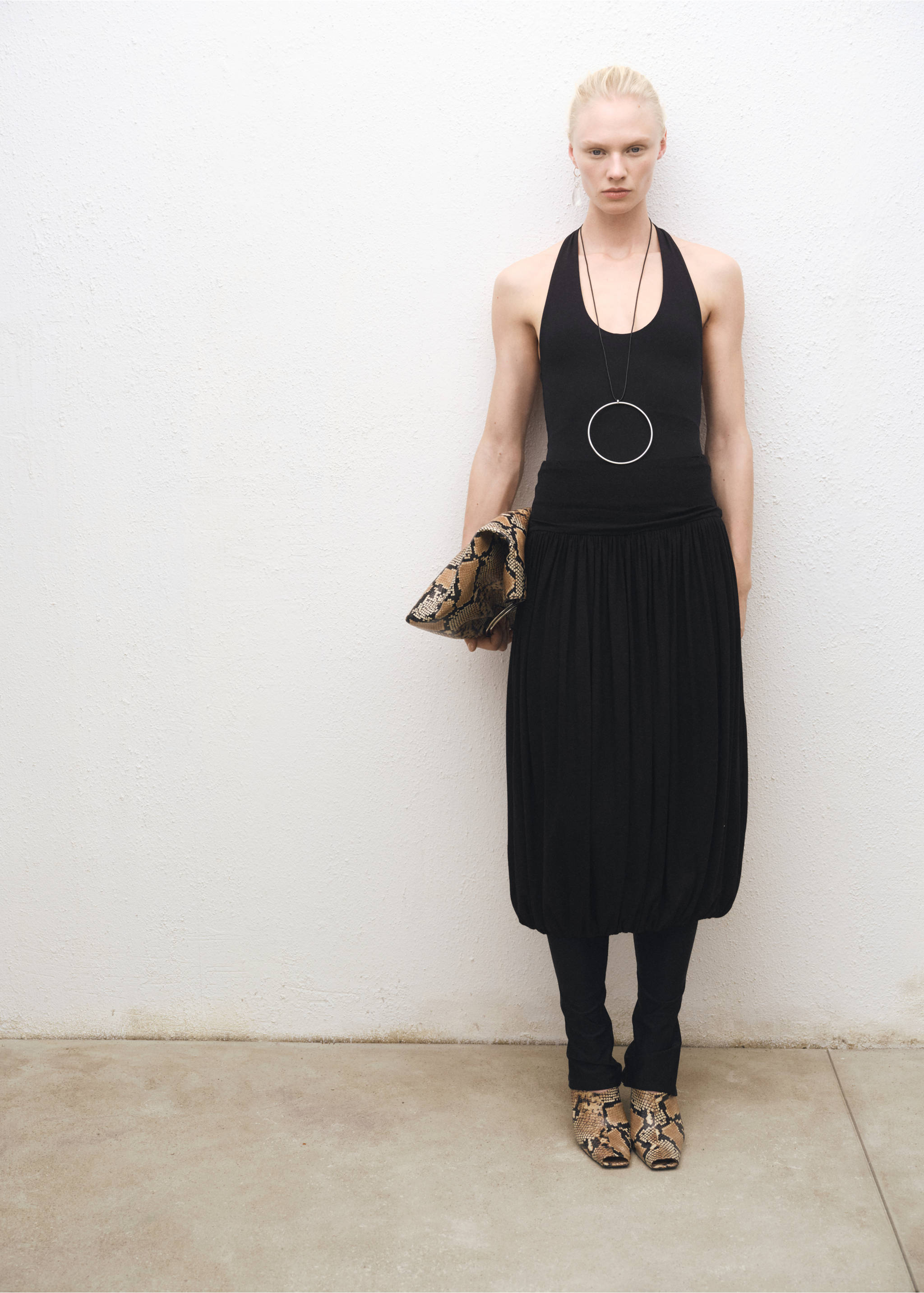 Balloon midi skirt - General plane, Black. Ref: 87044421-00.