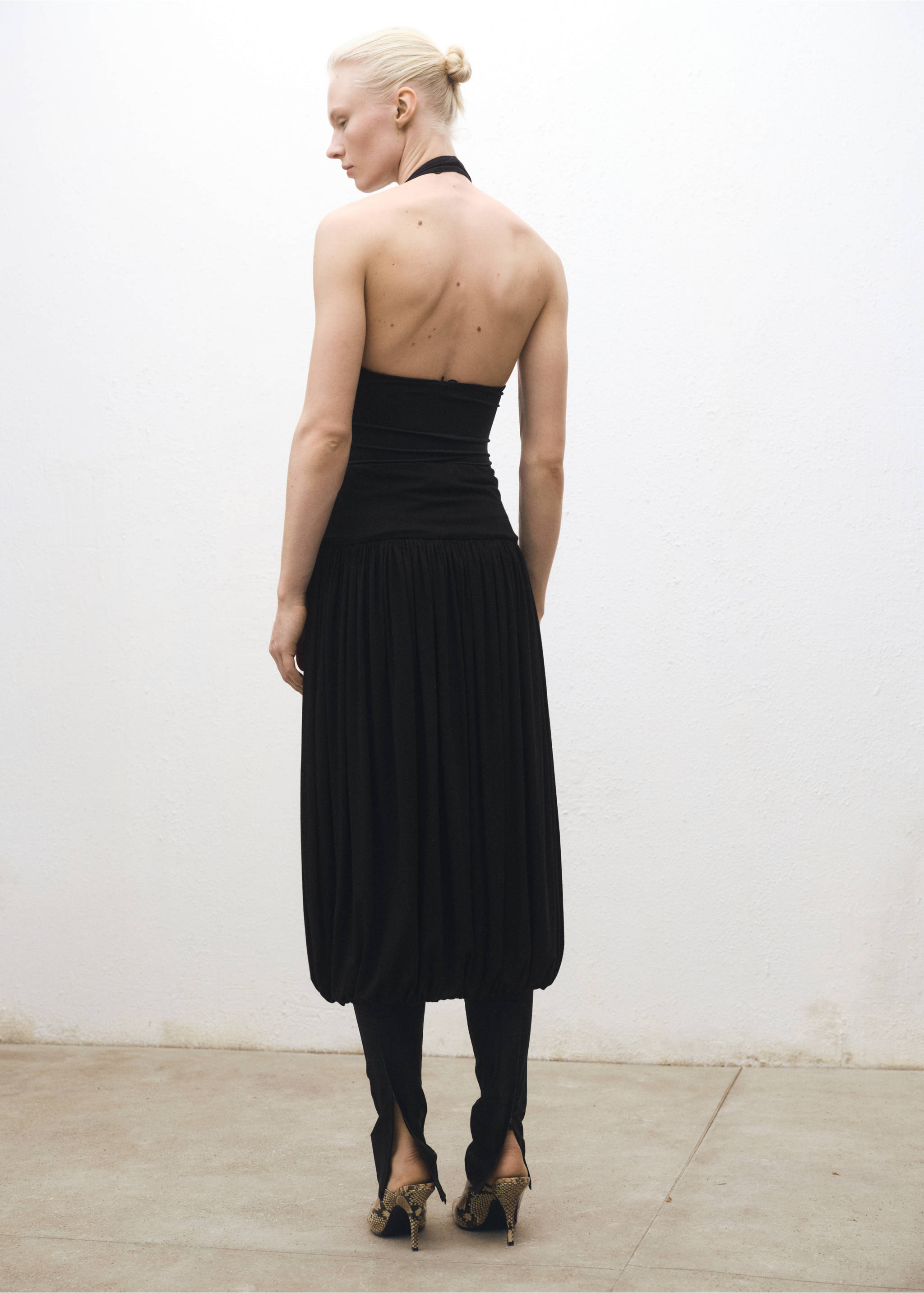Balloon midi skirt - Reverse of the article, Black. Ref: 87044421-00.