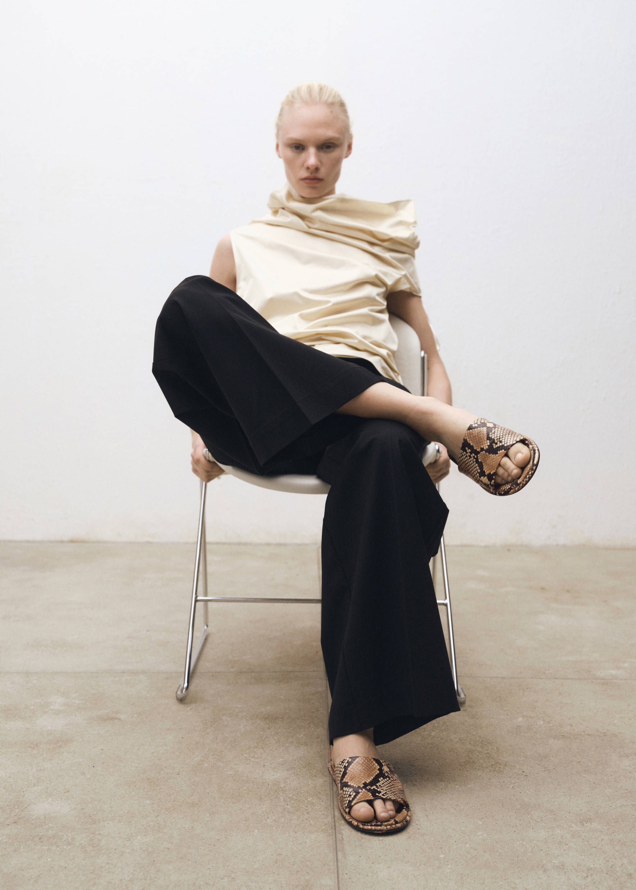 Animal-print leather sandals - General plane